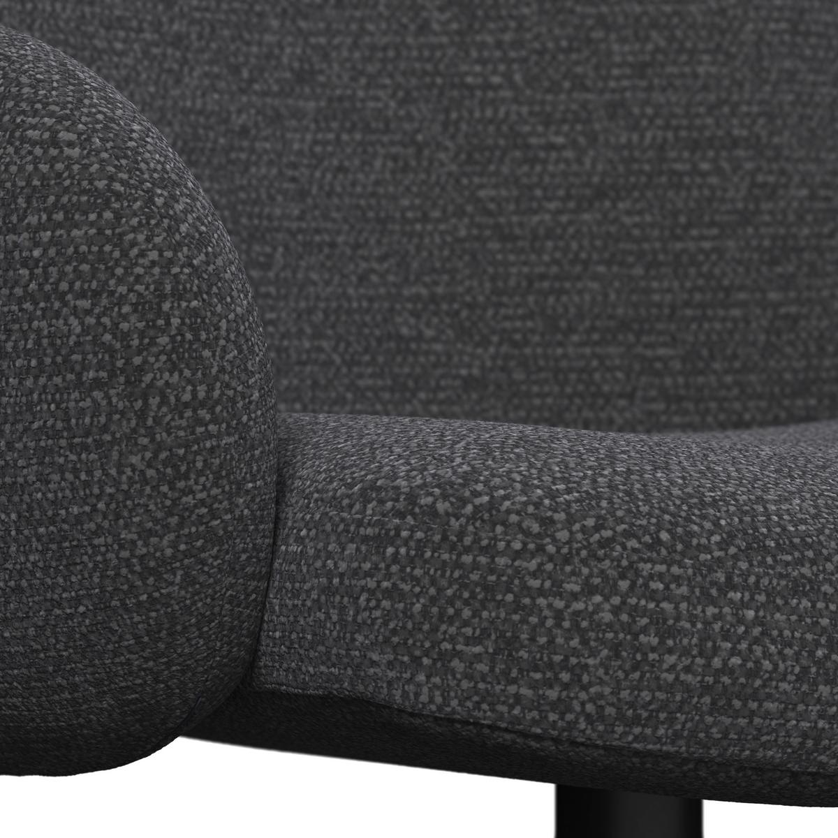 Armlehnstuhl Josea Dunkelgrau Chenille Drehbar Gepolstert - Dunkelgrau/Schwarz, MODERN, Holz/Textil (64/85/63cm) - Bessagi Home