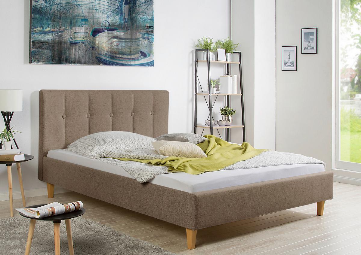 Polsterbett Kenny Hellbraun ca. 140x200 cm - Hellbraun/Naturfarben, MODERN, Holz/Textil (140/200cm) - Livetastic