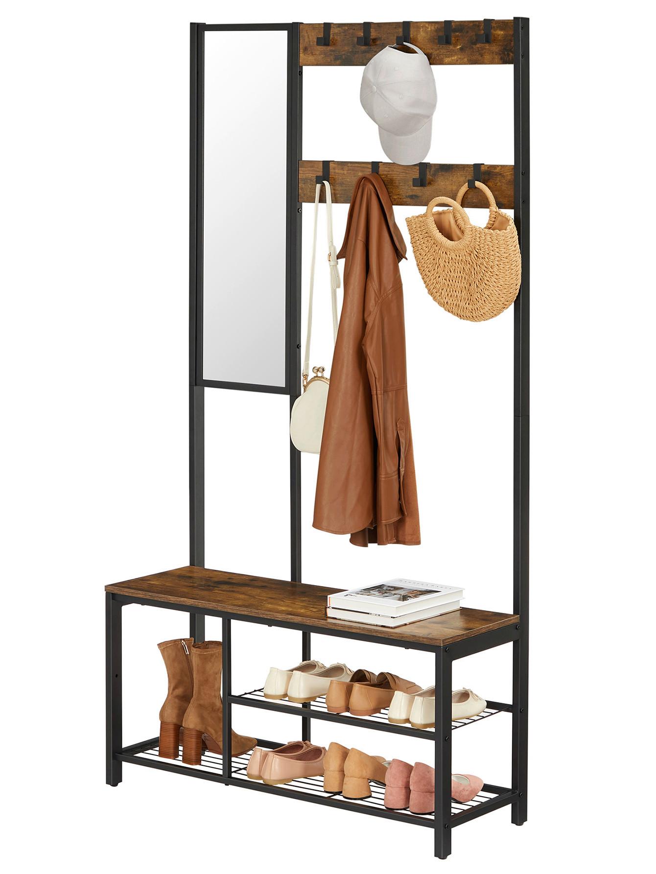 GARDEROBE HSR050B01V1 - Schwarz/Braun, Trend, Holzwerkstoff/Metall (98/36/185cm) - MID.YOU