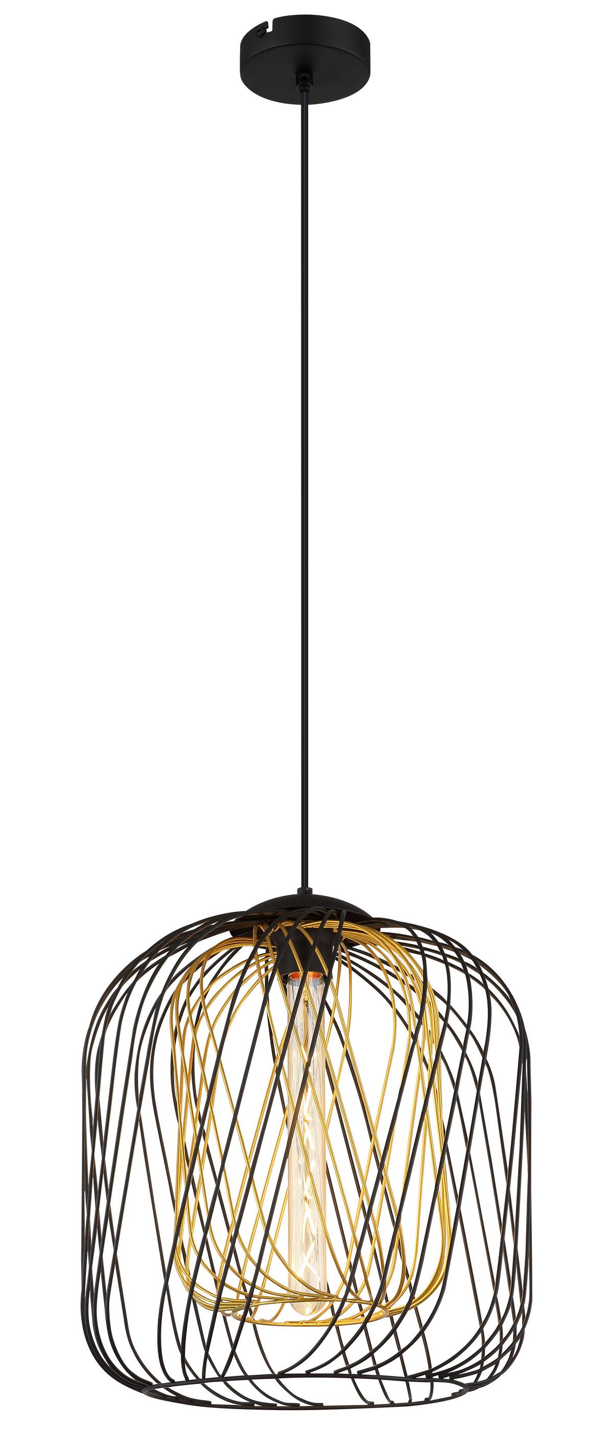 HÄNGELEUCHTE 15965H1S DICHTI - Goldfarben/Schwarz, Basics, Kunststoff/Metall (35/150cm) - Globo