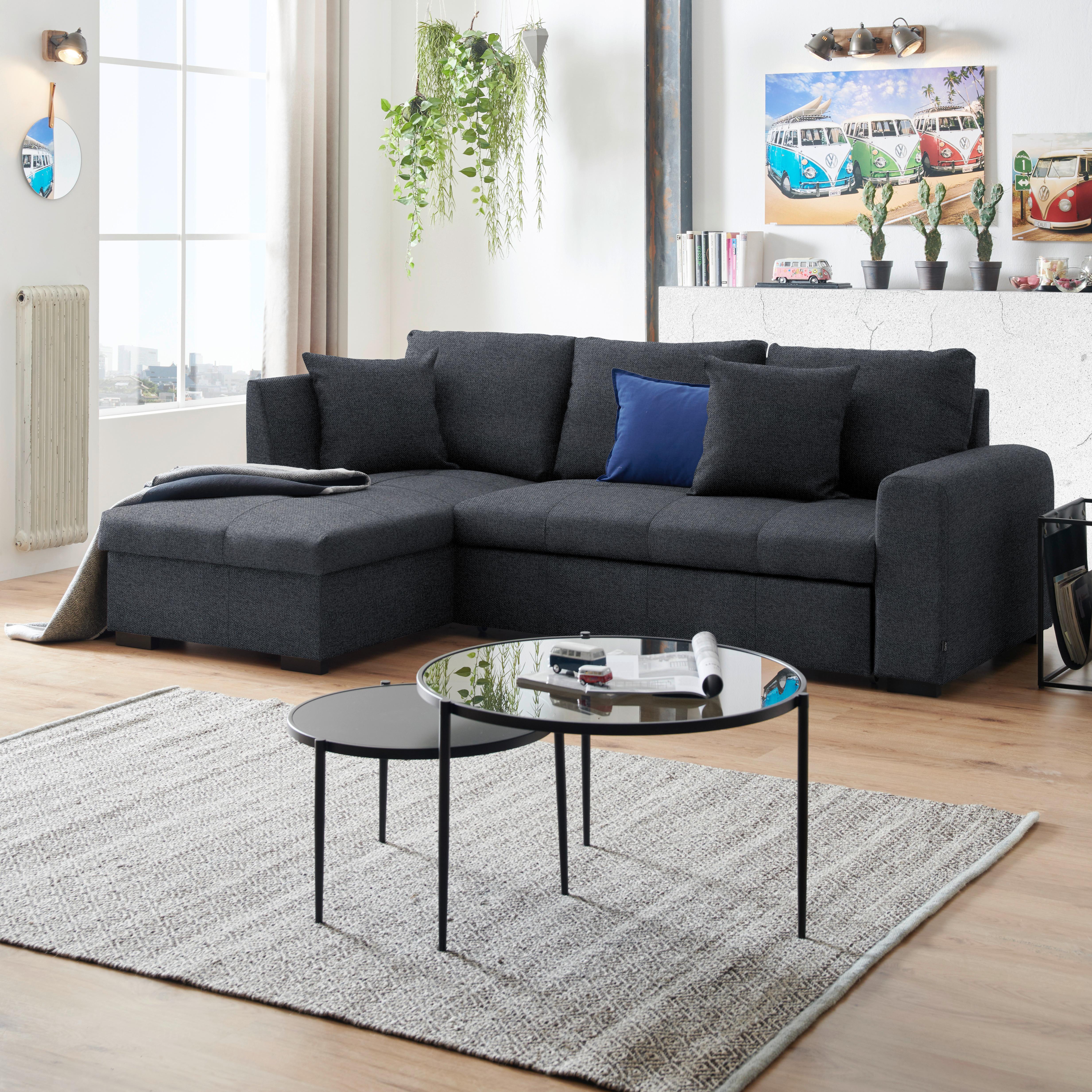 NAROŻNIK BILL -EXKLUSIV- - ciemnoszary/czarny, Design, tworzywo sztuczne/tkanina (158/238cm) - Xora