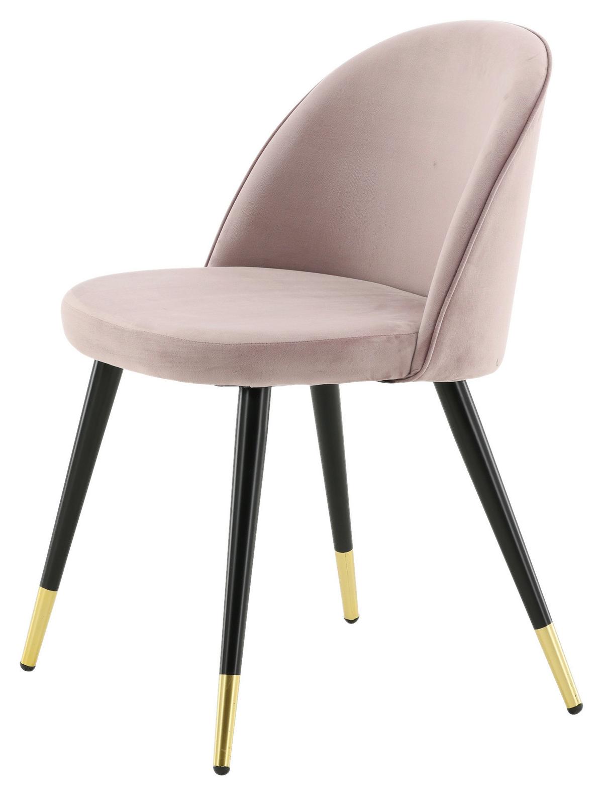 STUHL-SET VELVET - Pink/Messingfarben, Design, Textil/Metall (57/76.5/50cm) - Livetastic