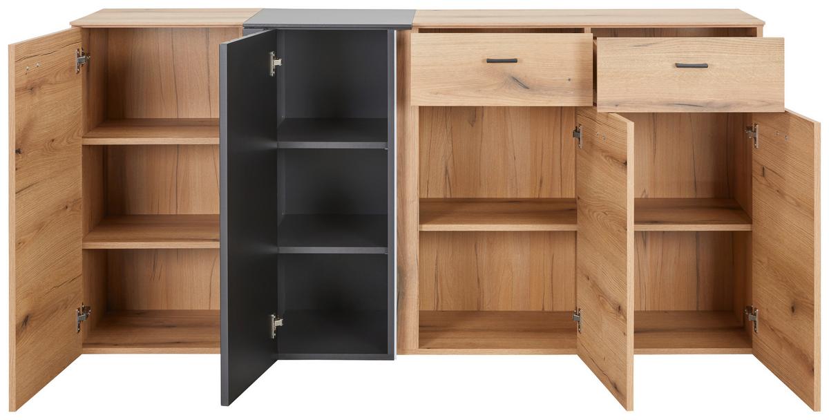 Sideboard Verdana in Eiche/Grau - MODERN, Holzwerkstoff/Kunststoff (177,9/88/44,8cm) - Mömax