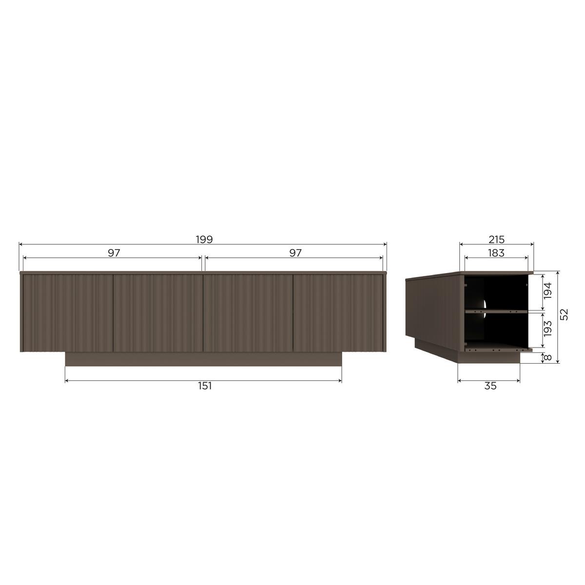 LOWBOARD Nova Braun B: 200cm - Braun, Design, Holz (200/52/40cm) - Livetastic