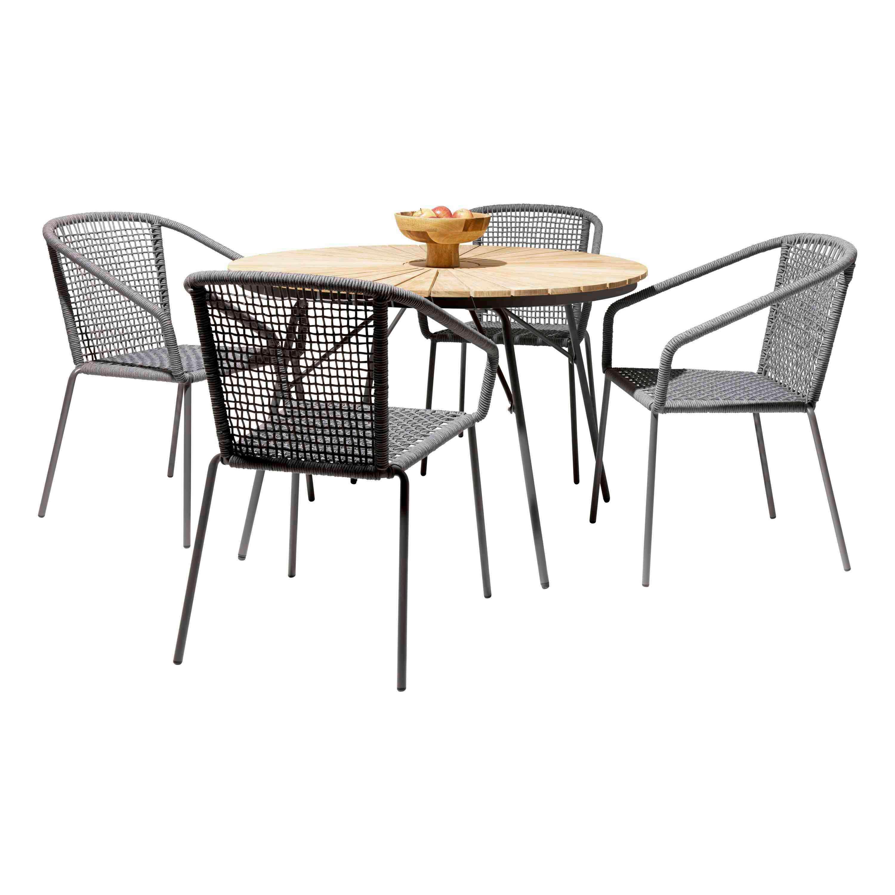 Gartentischgruppe Ellen/vito - Dunkelgrau/Anthrazit, Natur, Holz/Kunststoff (160/160/74cm) - Gardenson
