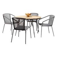 Gartentischgruppe Ellen/vito - Dunkelgrau/Anthrazit, Natur, Holz/Kunststoff (160/160/74cm) - Gardenson