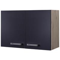 Küchenoberschrank Anthrazit/Eiche - Edelstahlfarben/Eichefarben, MODERN, Holzwerkstoff/Metall (80/54/32cm) - FlexWell
