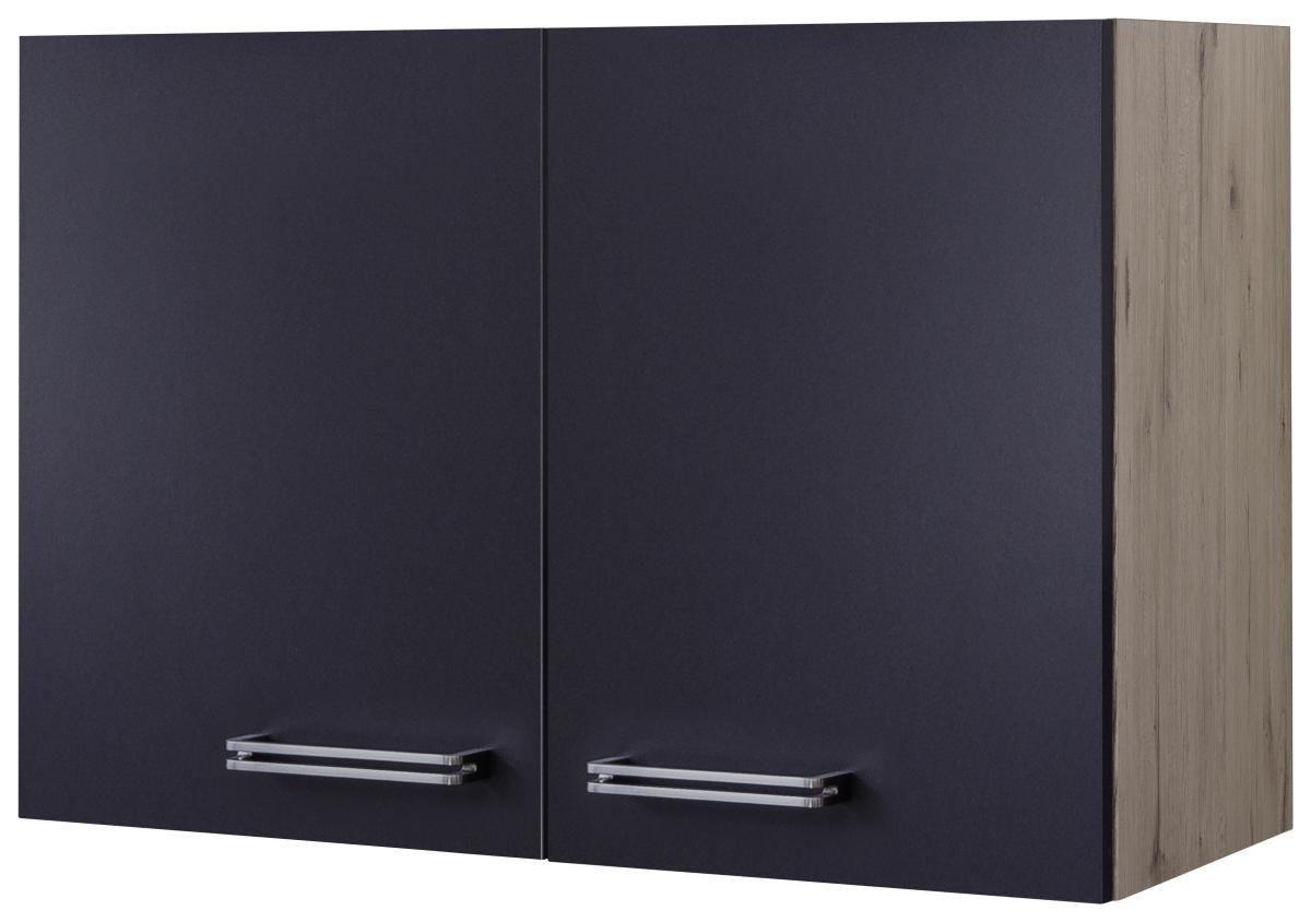 Küchenoberschrank Anthrazit/Eiche - Edelstahlfarben/Eichefarben, MODERN, Holzwerkstoff/Metall (80/54/32cm) - FlexWell
