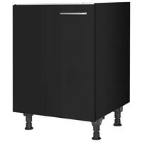 Spülenunterschrank Touch Schwarz - Edelstahlfarben/Schwarz, MODERN, Holzwerkstoff/Metall (60/87/56cm) - Nobilia