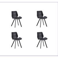 Stuhl-Set Barona 4er-Set Schwarz Lederlook - Schwarz, MODERN, Textil/Metall (44/80/55cm) - MID.YOU