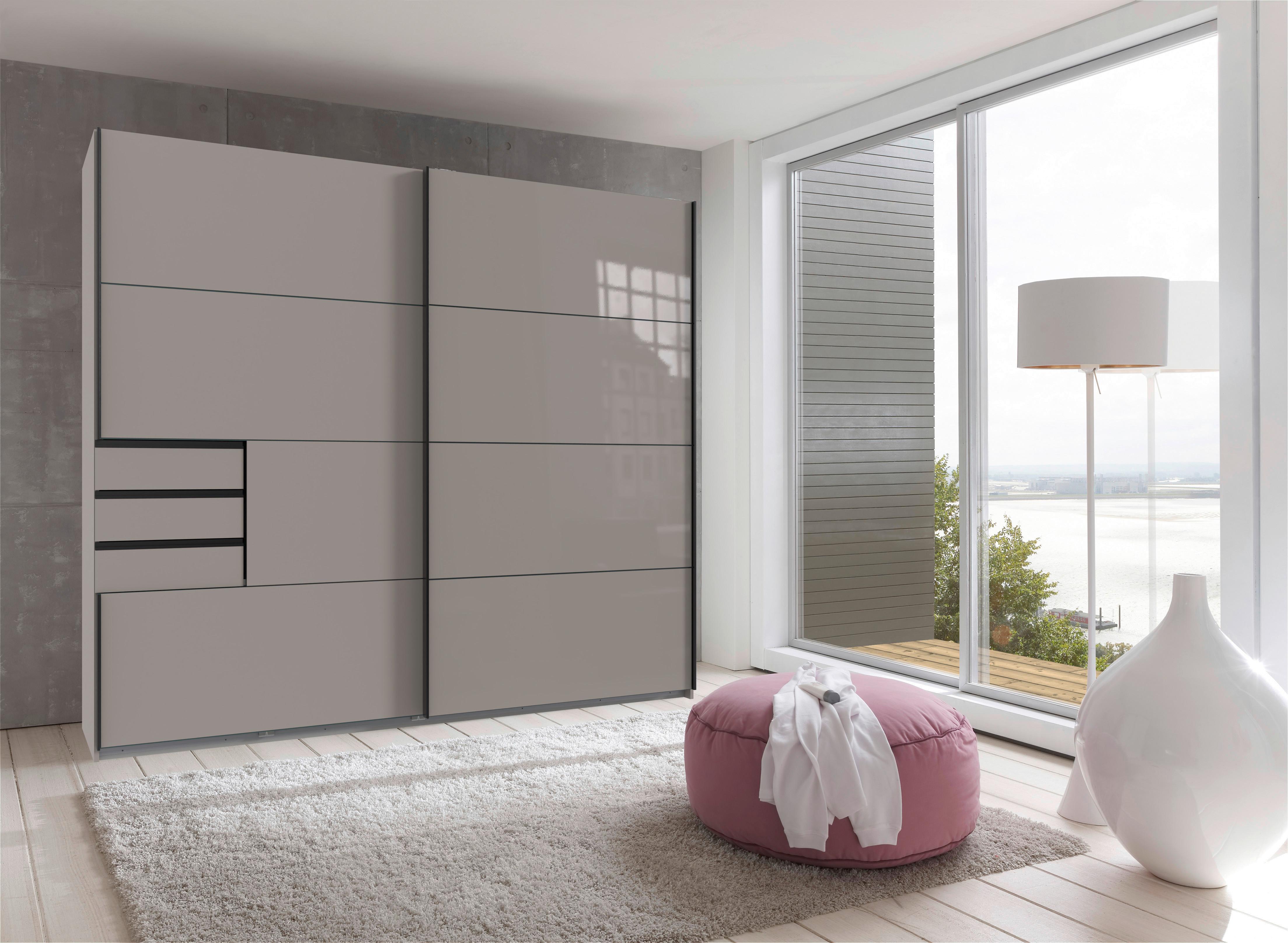 Schwebetürenschrank Saigon Beige/Greige - Greige/Beige, KONVENTIONELL, Glas/Holzwerkstoff (225/208/64cm) - Premium Living