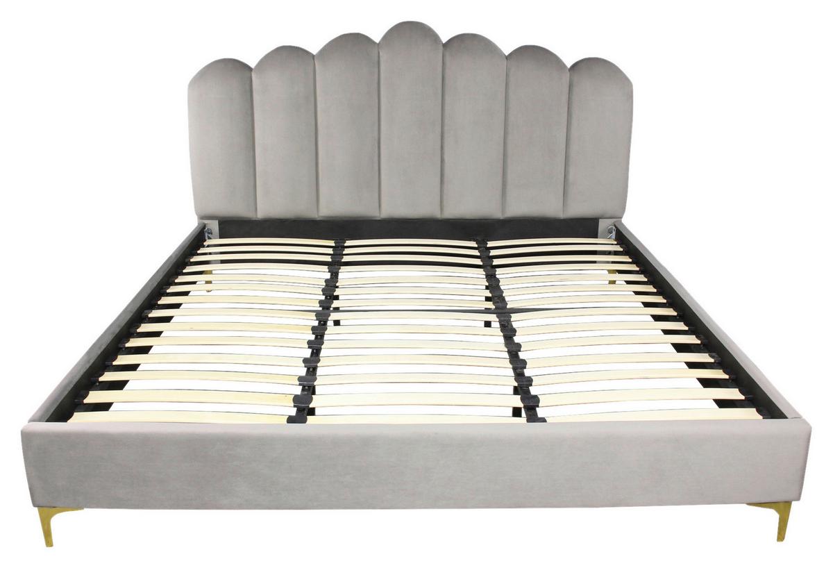 Oblazinjena Postelja Lucy, Siva, 180x200 - zlate barve/črna, Moderno, kovina/leseni material (180/200cm) - Livetastic