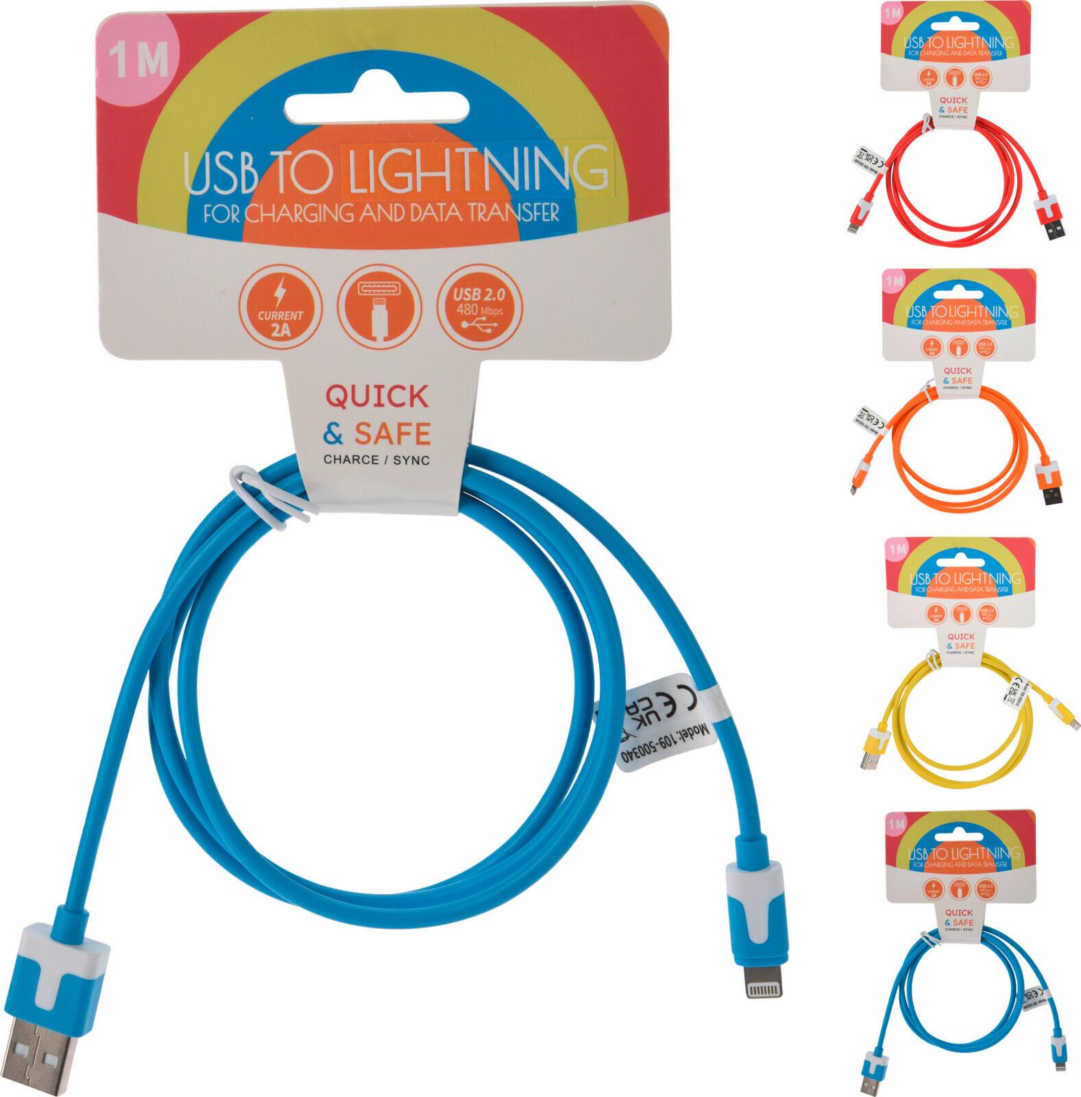 Usb Töltőkábel Rainbow - sárga/piros, műanyag (100cm)