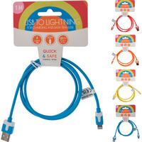 Usb Töltőkábel Rainbow - sárga/piros, műanyag (100cm)