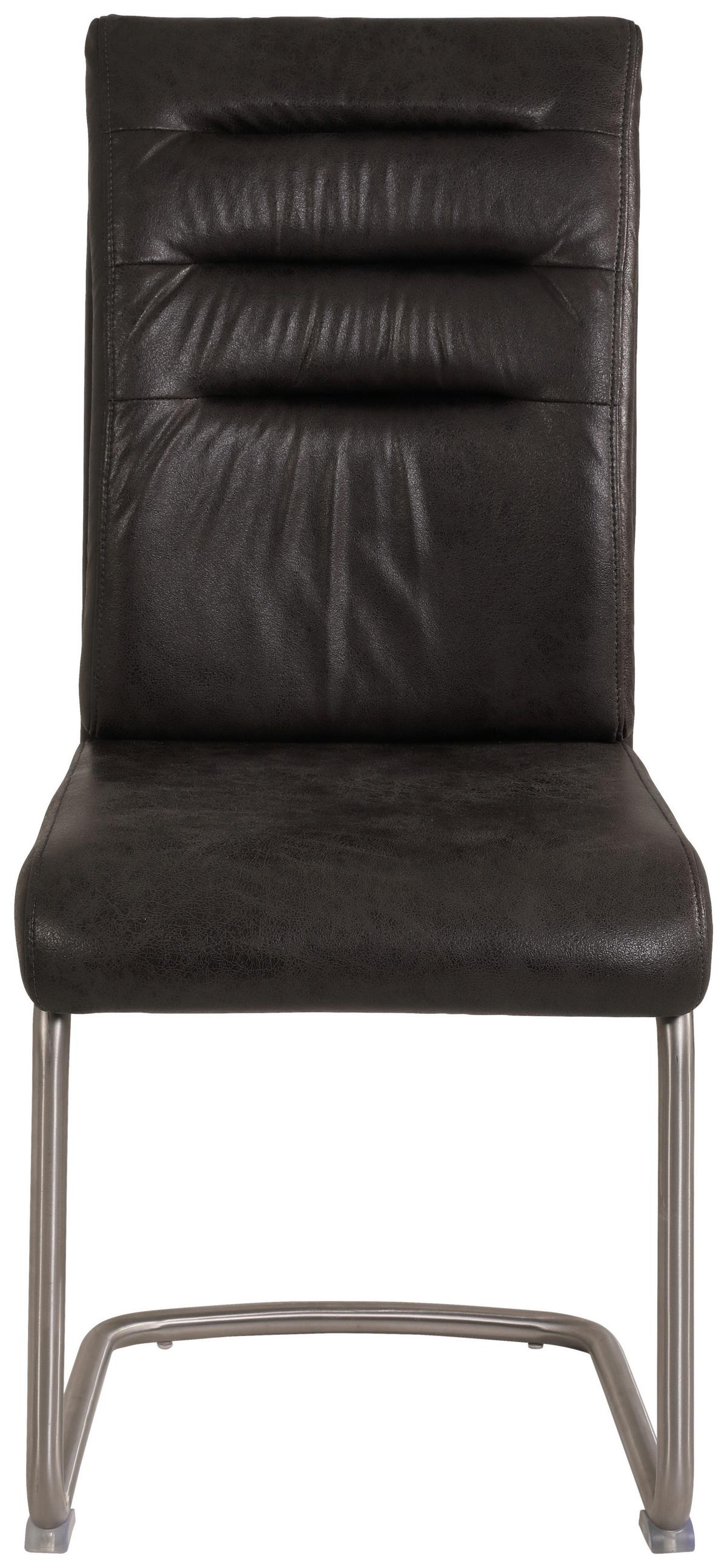 Schwingstuhl-Set Paula Anthrazit 2er-Set - Edelstahlfarben/Anthrazit, MODERN, Textil/Metall (45/102/65cm) - MID.YOU