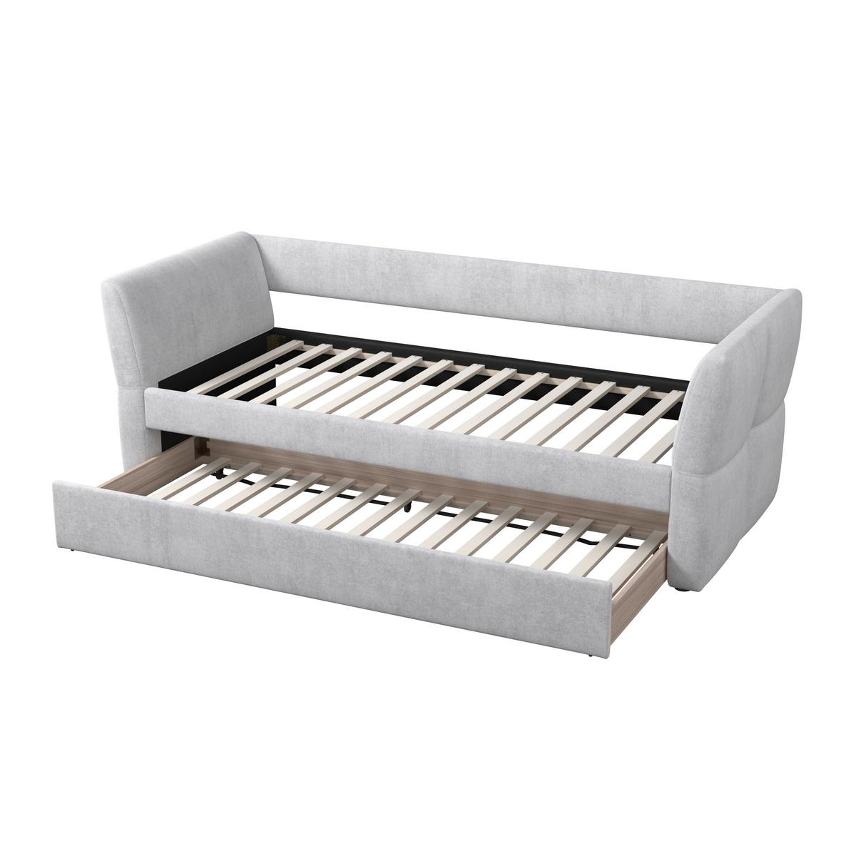 Ausziehbett Dream ca. 90x200 cm Hellgrau - Hellbraun/Hellgrau, MODERN, Holz/Kunststoff (90/200cm) - Bessagi Home