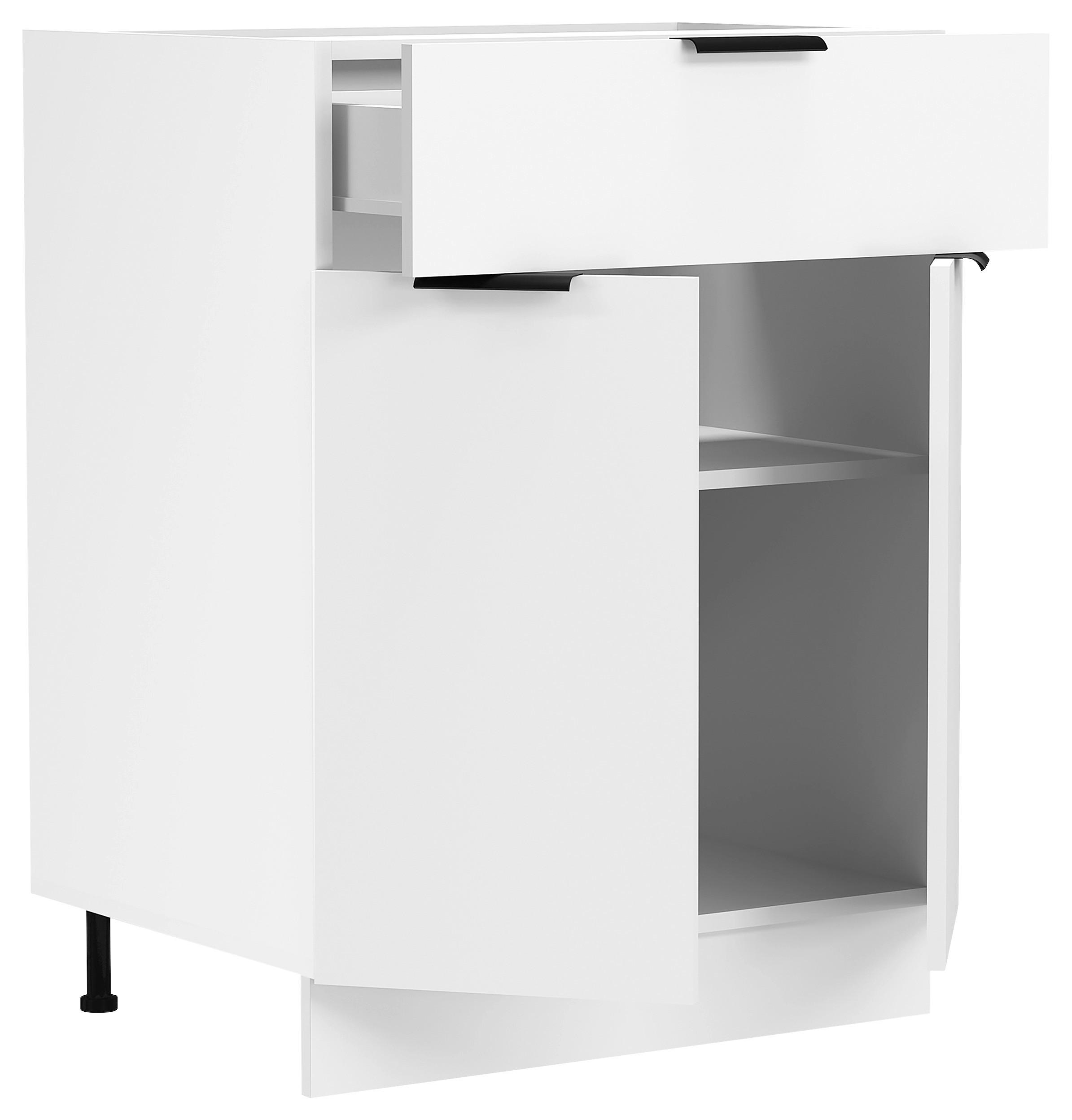 KÜCHENUNTERSCHRANK FASOLA - Weiss/Schwarz, Trend, Holzwerkstoff/Kunststoff (60/82/46cm) - MID.YOU