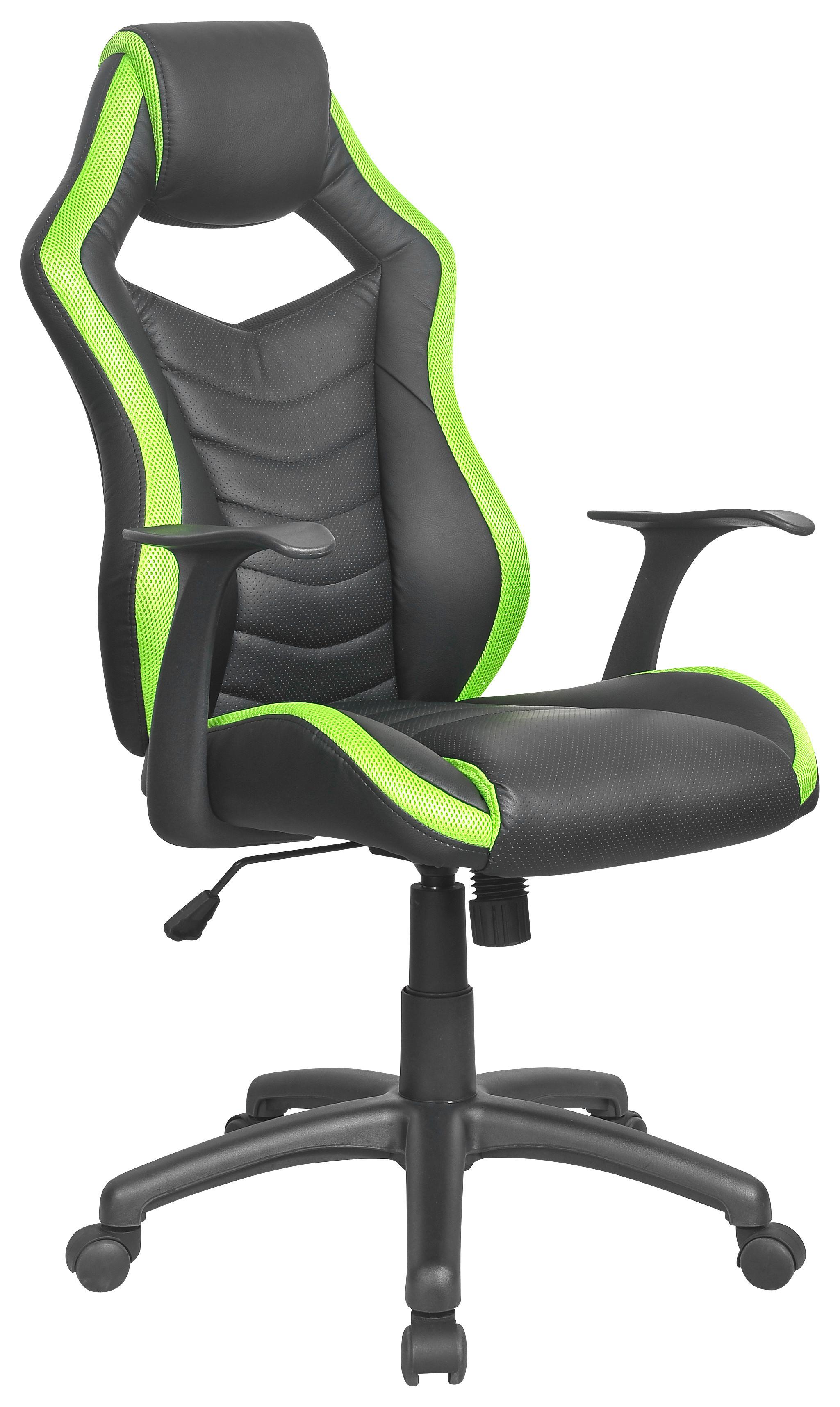 Pisarniški Stol Gonzales - črna/zelena, umetna masa/tekstil (62/112,5-122/68cm) - Modern Living