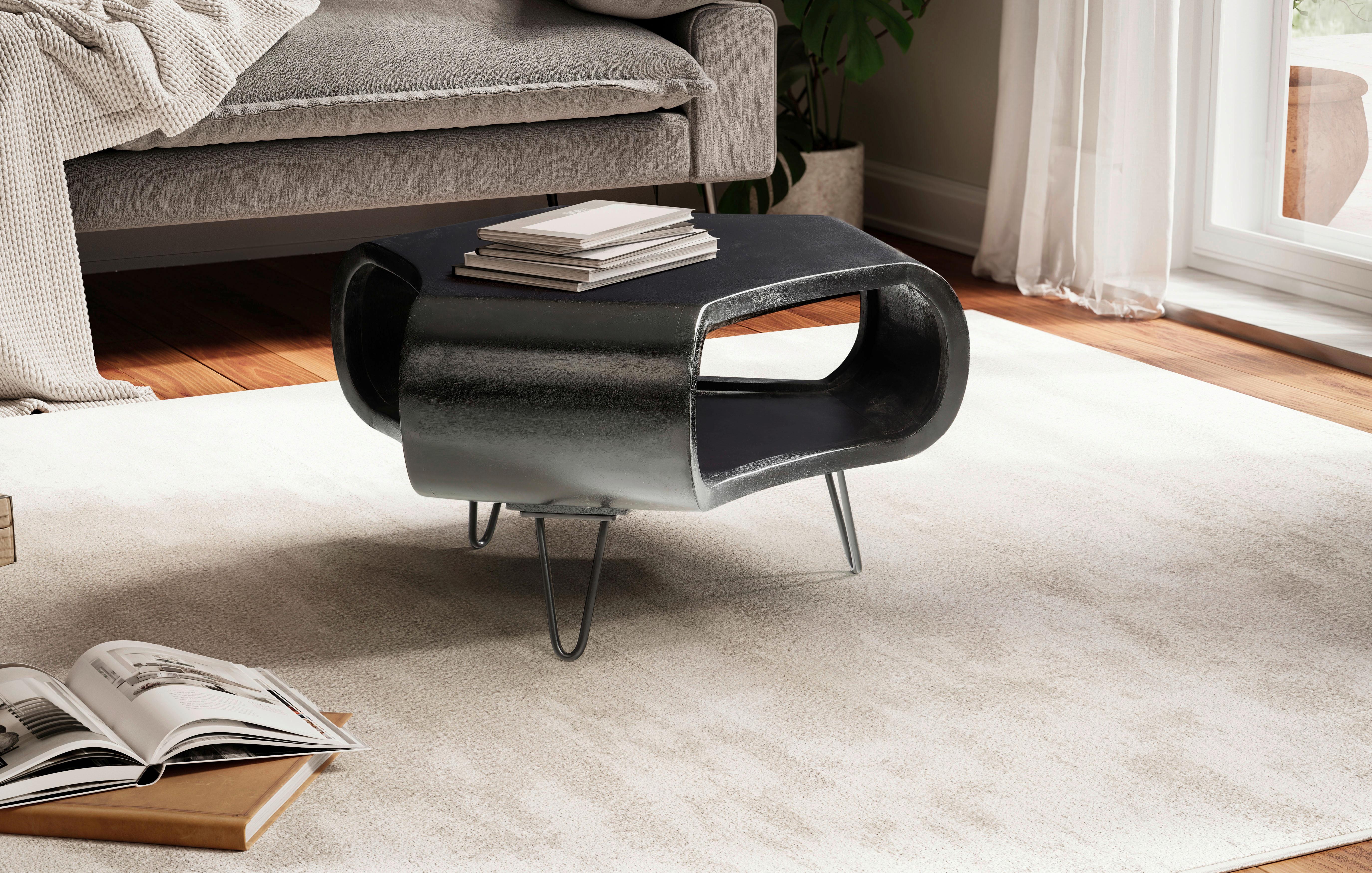 TABLE BASSE WL6.840 - noir, Design, métal/bois (60/60/35cm) - Livetastic