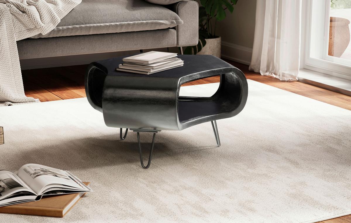 TABLE BASSE WL6.840 - noir, Design, métal/bois (60/60/35cm) - Livetastic