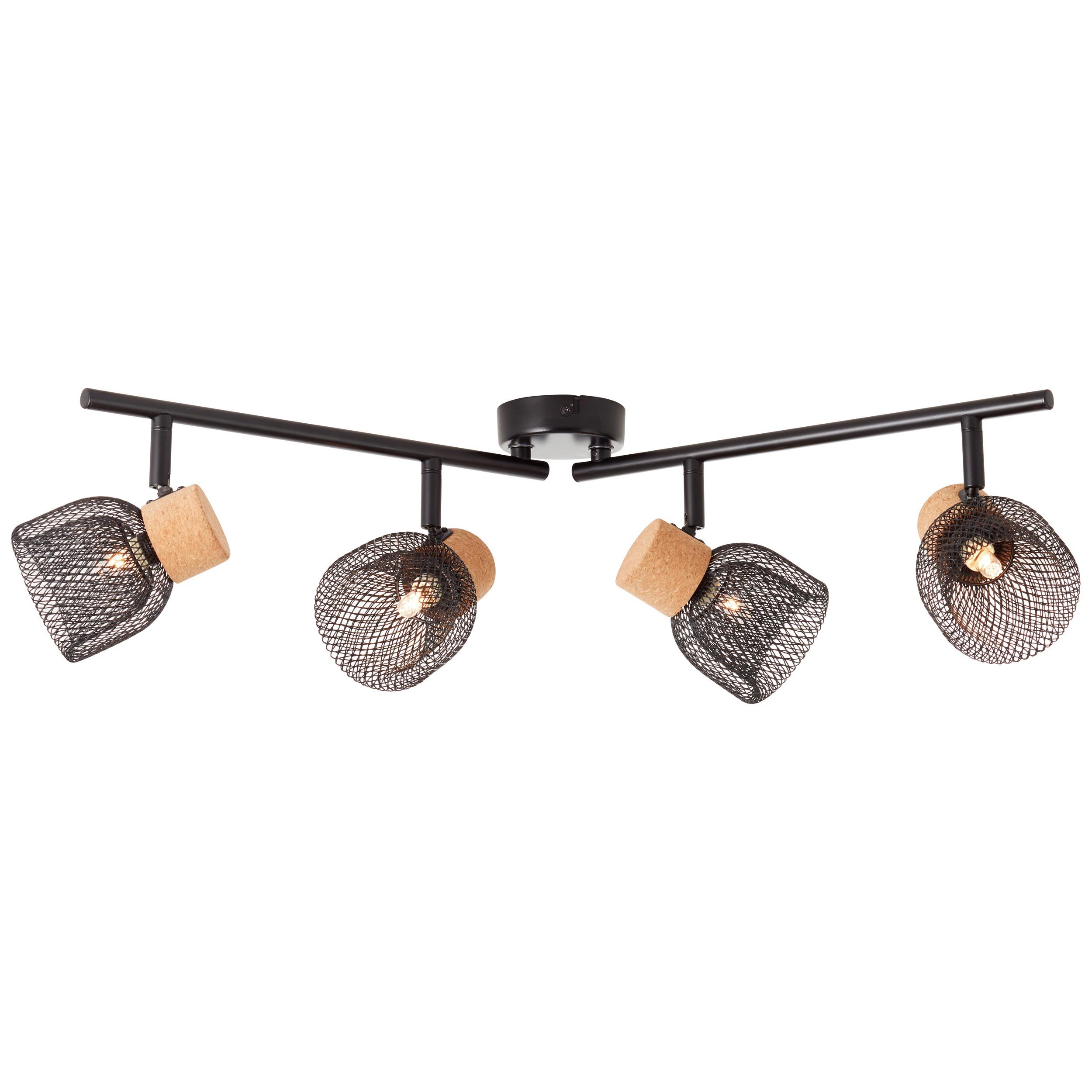 Deckenleuchte Flaka Schwarz max. 6 Watt - Schwarz, Natur, Holz/Metall (16,5/76,5/9cm) - Brilliant