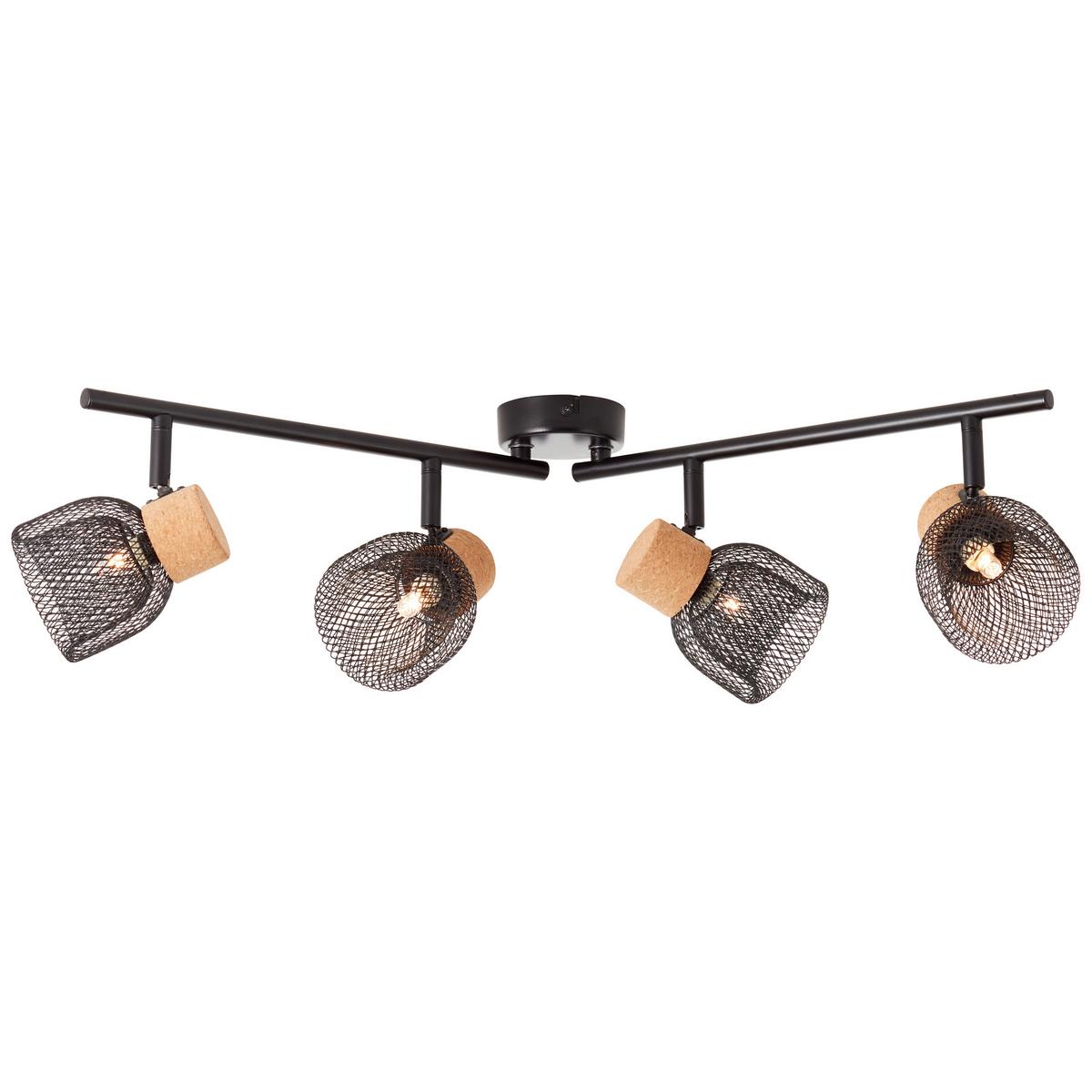 Deckenleuchte Flaka Schwarz max. 6 Watt - Schwarz, Natur, Holz/Metall (16,5/76,5/9cm) - Brilliant