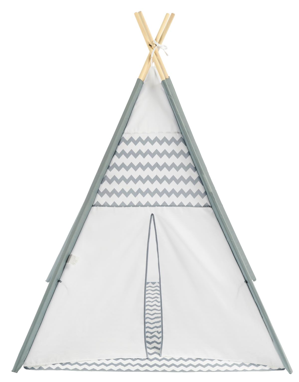 NAMIOT DO ZABAWY TIPI TIMO - jasnoszary/biały, Basics, drewno/tkanina (120/150/120cm) - My Baby Lou