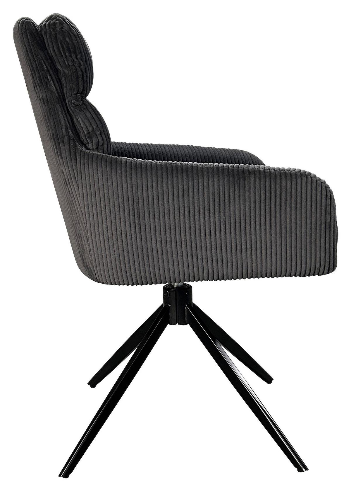 Armlehnstuhl-Set Pura 2er-Set Dunkelgrau - Dunkelgrau/Schwarz, Design, Textil/Metall (58/88/64cm) - MID.YOU