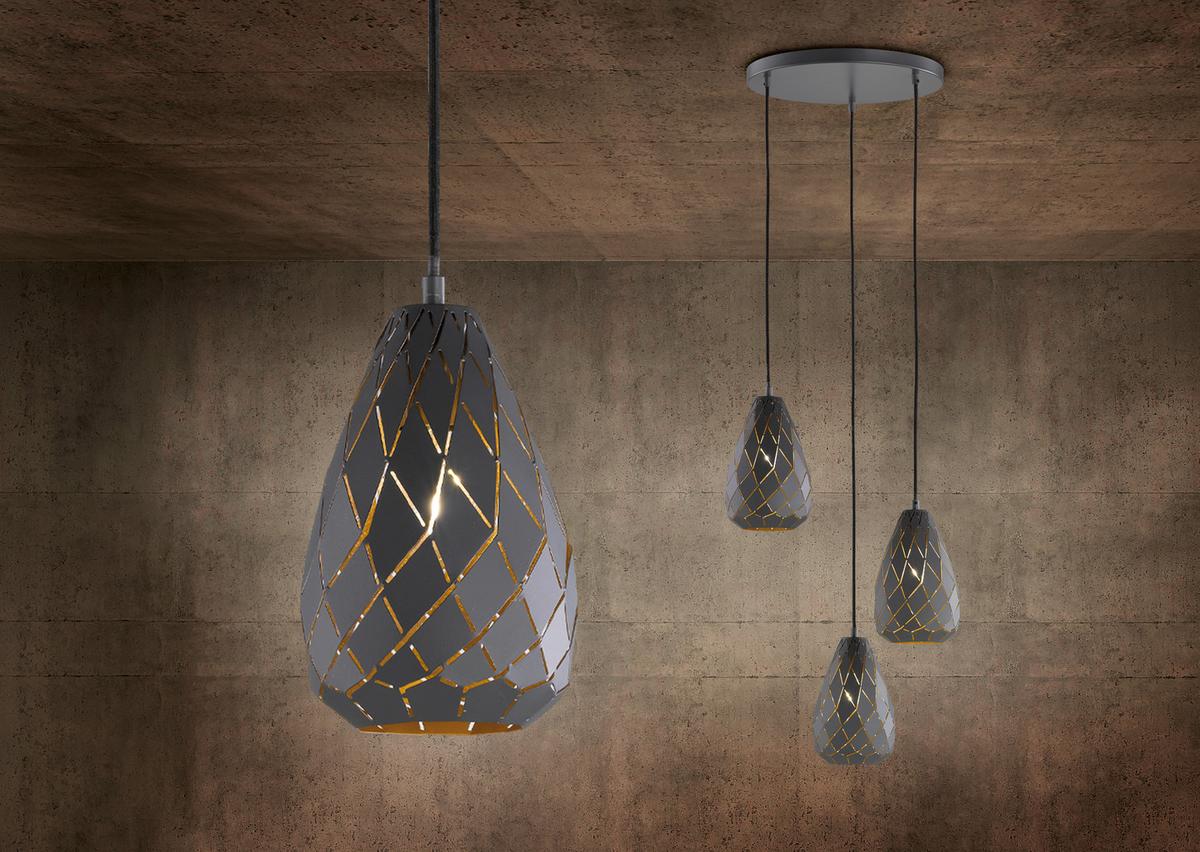 Hängeleuchte Onyx Anthrazit max. 42 Watt - Anthrazit, Design, Metall (15/150cm) - Trio Leuchten