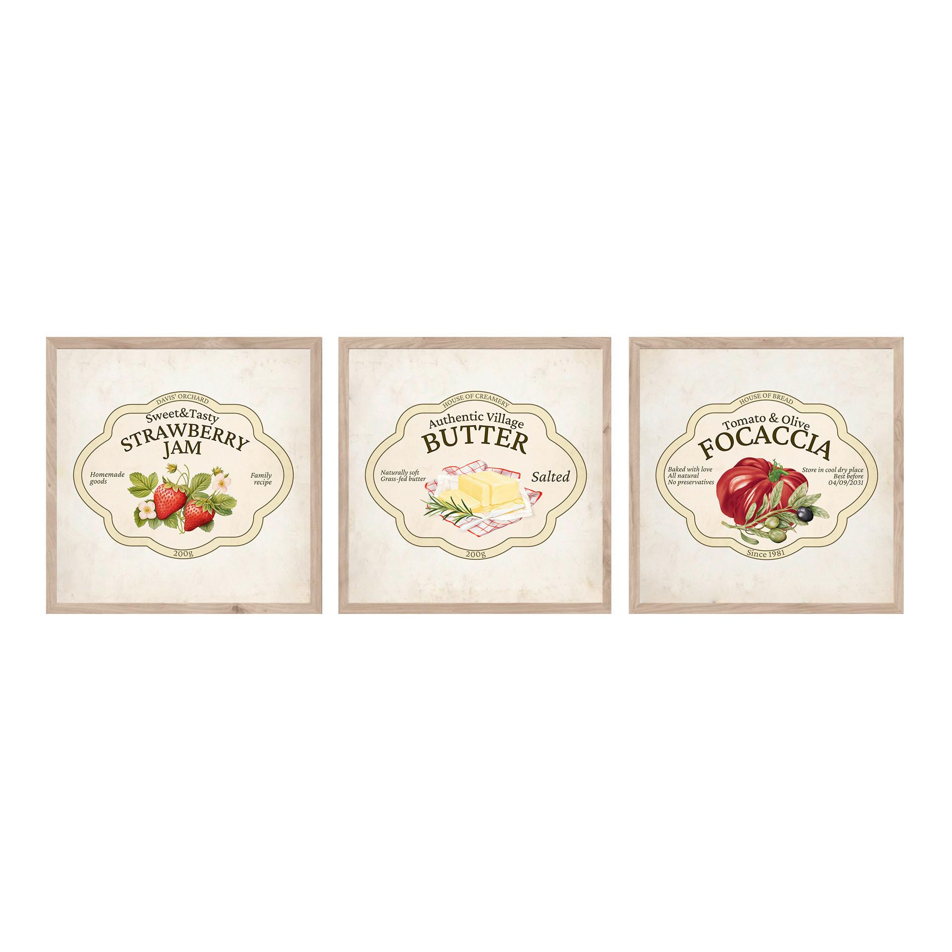 Bilderset Farmhouse Flavors Multicolor/Beige ca. 30x30cm - Beige/Multicolor, Basics, Holz/Papier (30/30/2.5cm)