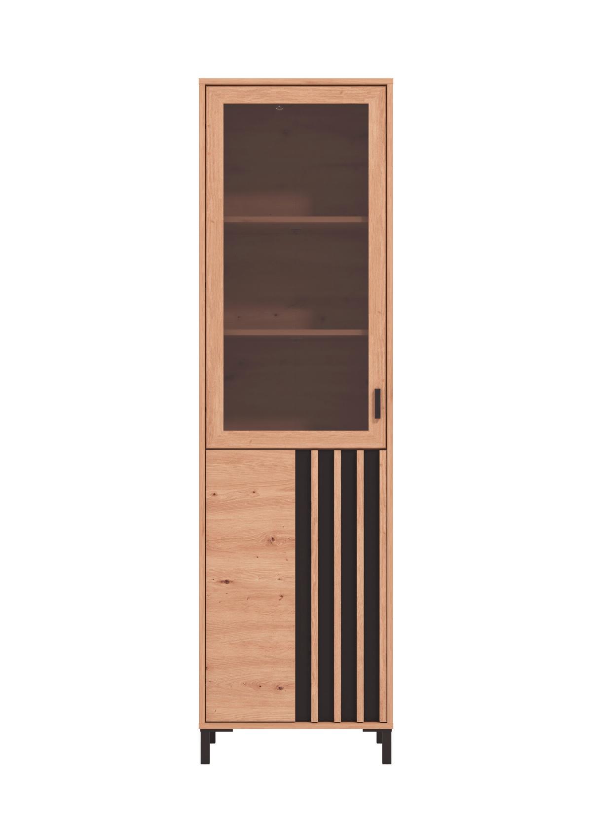 Vitrine Laval Schwarz/Eiche Artisan - Schwarz/Eiche Artisan, MODERN, Holzwerkstoff/Kunststoff (54/192/40cm) - P & B