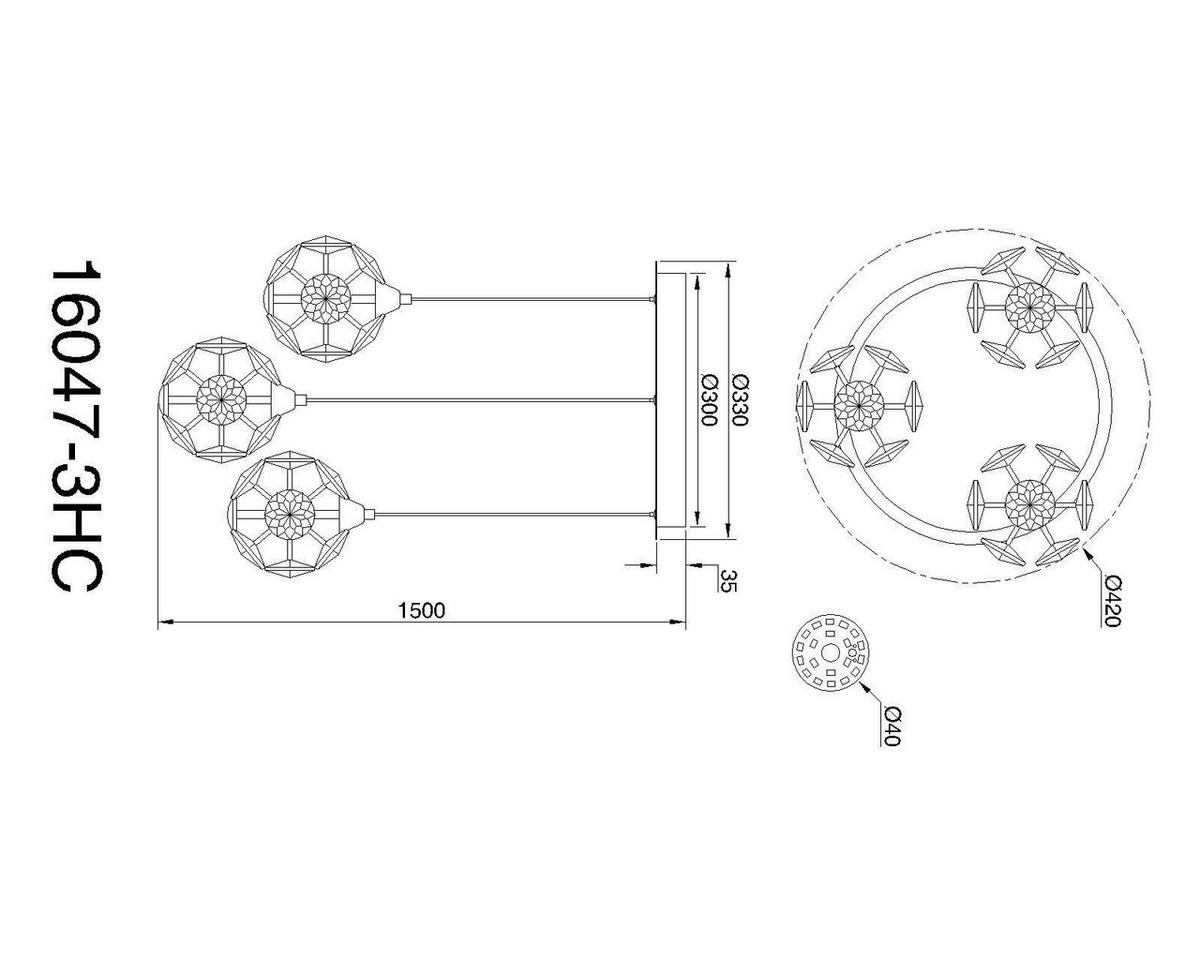 LED-HÄNGELEUCHTE 16047-3HC VIRINA - Klar/Chromfarben, Konventionell, Glas/Kunststoff (42/15cm) - Globo