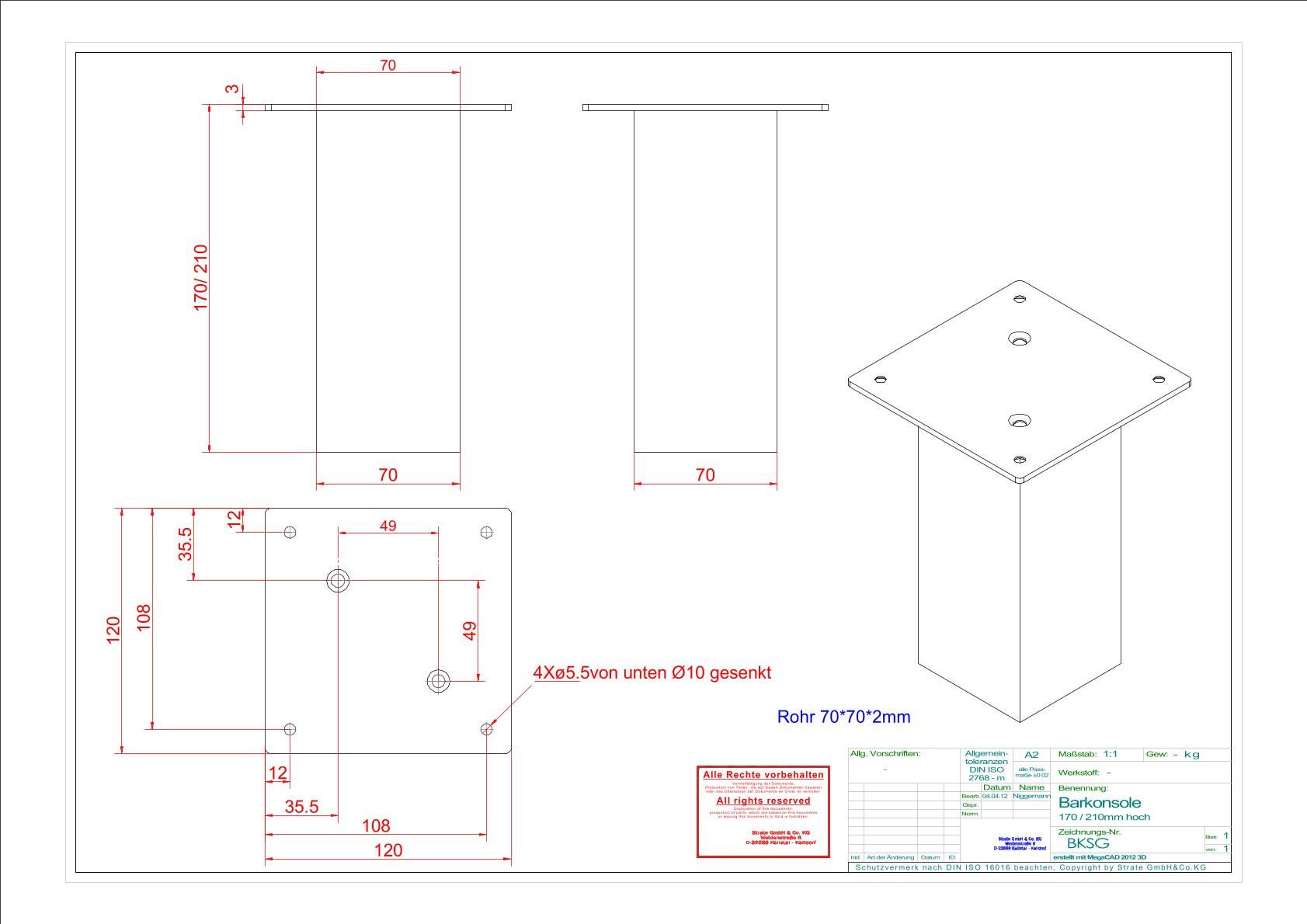 Konsole 640112 Schwarz, 2-fach - Schwarz, Kunststoff/Metall (17cm) - Vogt