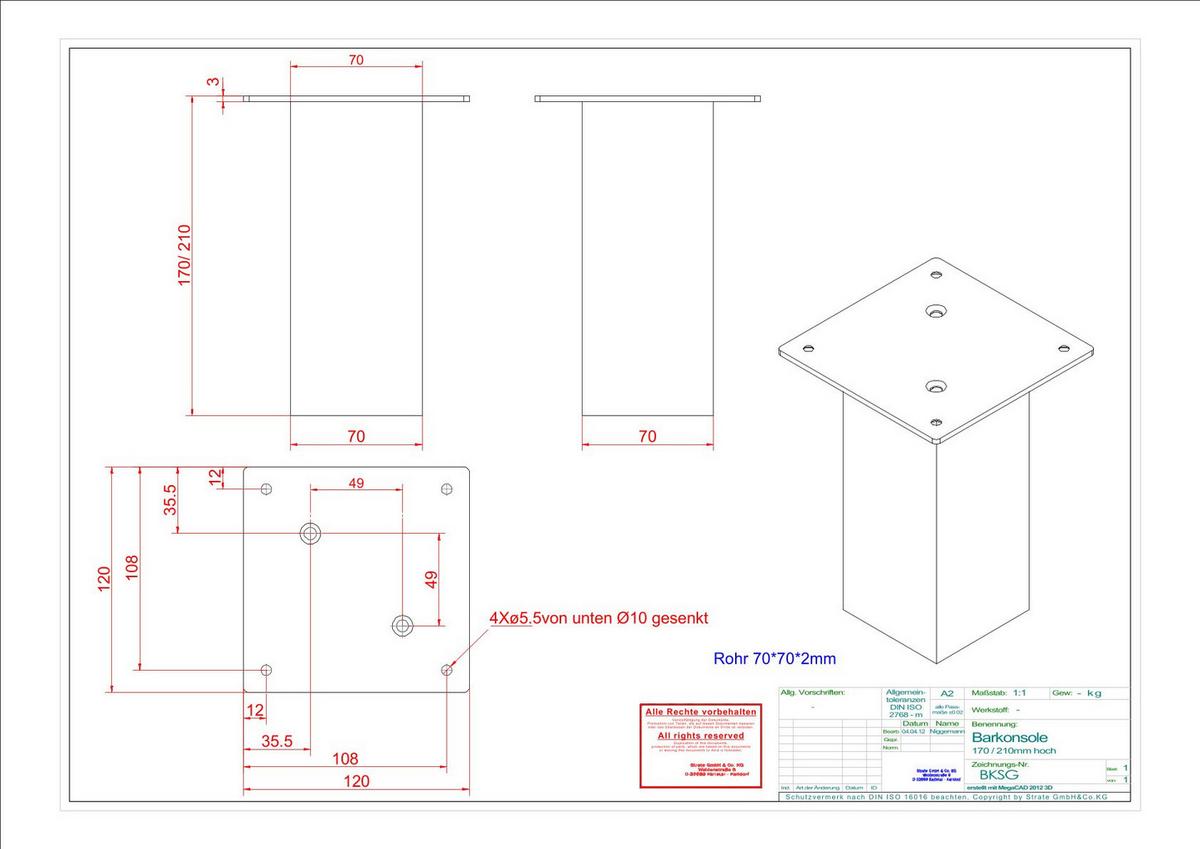 Konsole 640112 Schwarz, 2-fach - Schwarz, Kunststoff/Metall (17cm) - Vogt