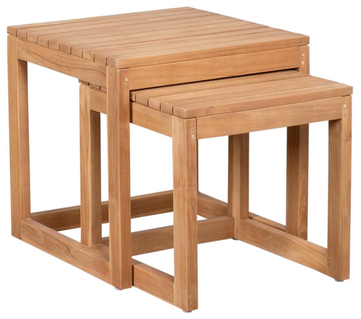 Beistelltisch-Set Woodie 2er-Set Holz - Teakfarben, KONVENTIONELL, Holz (50/40/50/40/50/40cm)
