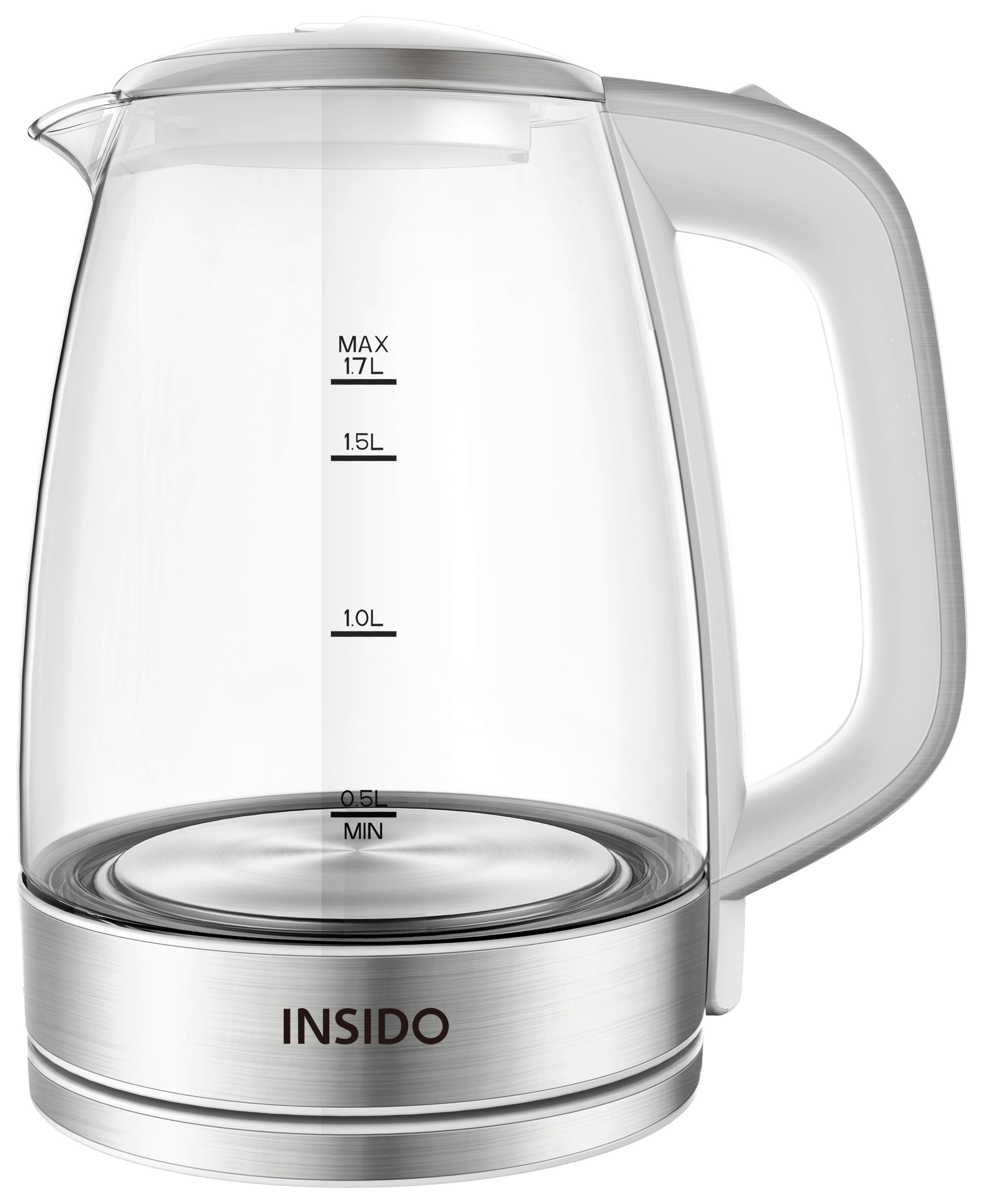 Wasserkocher Olem Weiß ca. 1,7 l - Weiß, Glas/Kunststoff (20,4/14,8/23cm) - Insido
