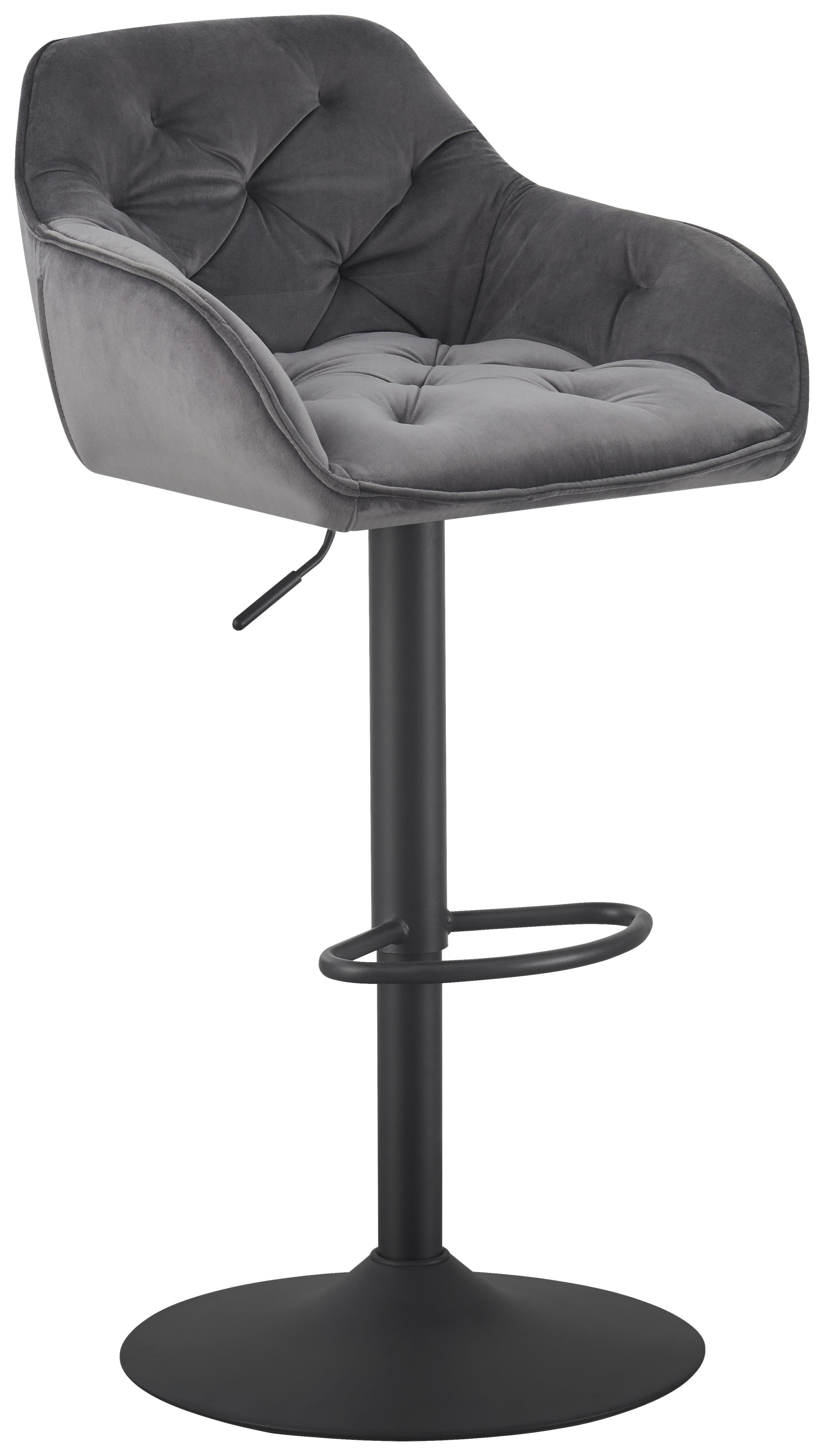 Barhocker Eileen Grau/Schwarz - Schwarz/Grau, LIFESTYLE, Textil/Metall (53/85-107/54cm) - Mömax