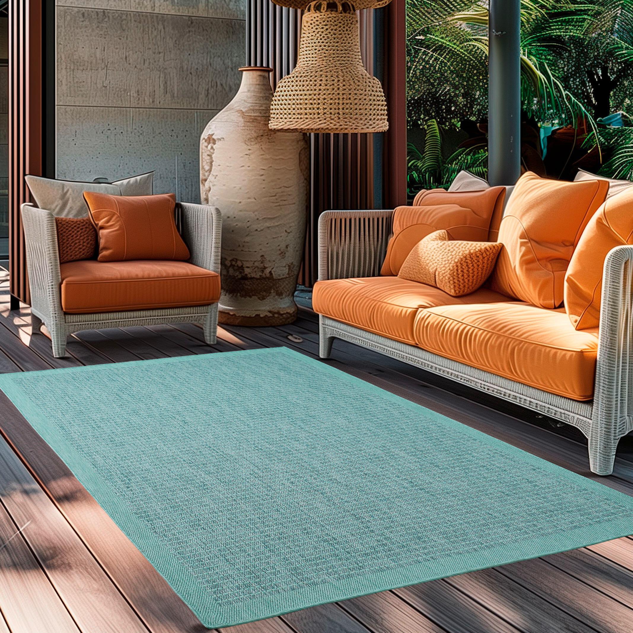 Outdoorteppich Giza Blau ca. 60x100cm - Blau, Basics, Textil (60/100cm) - Novel