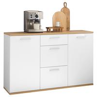 KOMODA SZEROKA BC 1035 - kolor srebrny/biały, Design, materiał drewnopochodny/tworzywo sztuczne (135/86/38cm) - MID.YOU