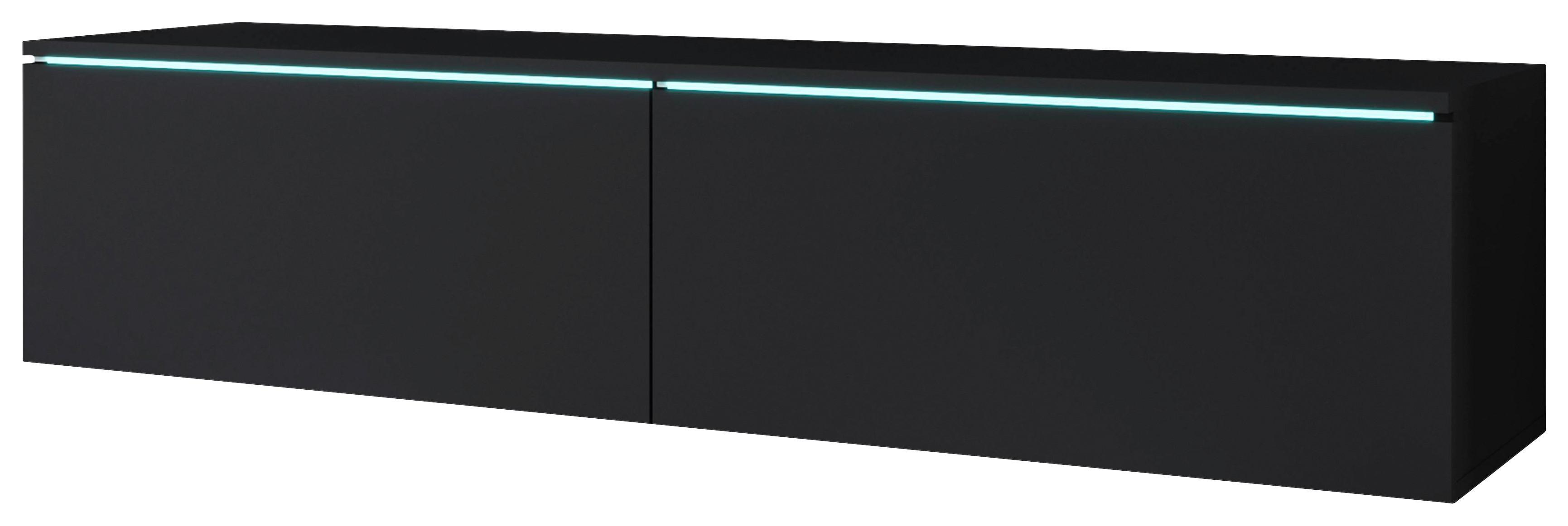 TV-Lowboard mit LED ca. 140x30 cm Schwarz - Schwarz/Graphitfarben, Basics, Holzwerkstoff/Kunststoff (140/30/33cm) - P & B