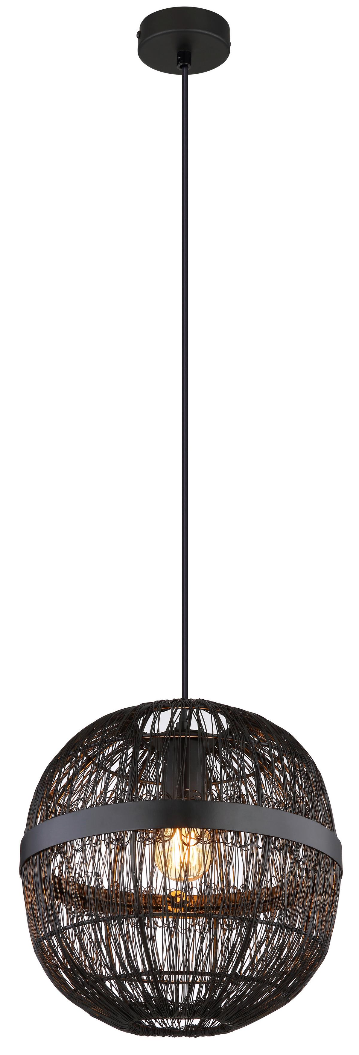 Hängeleuchte Hermi II max. 40 Watt - Schwarz, Basics, Metall (30/120cm) - Globo