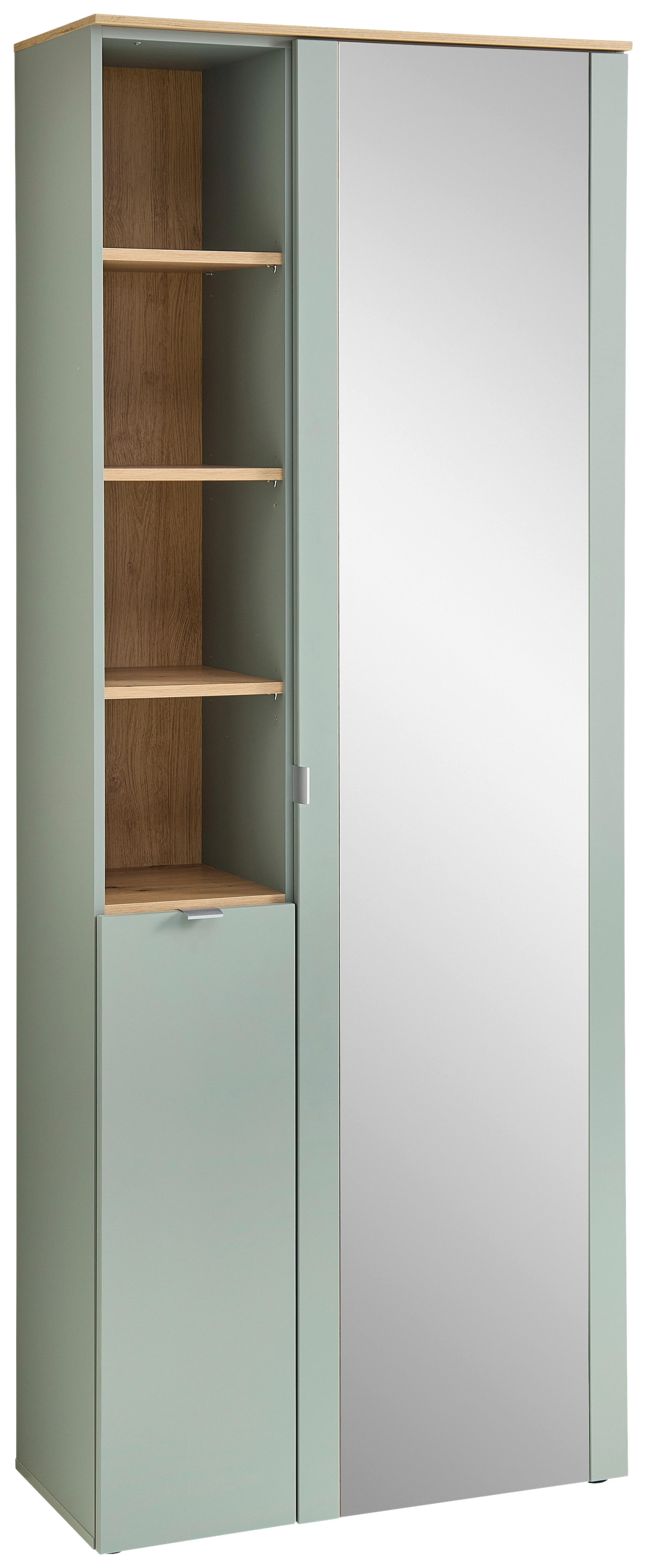 Garderobenschrank Bari in Grün/Eiche Artisan - Silberfarben/Schwarz, MODERN, Holzwerkstoff/Kunststoff (78/202/38cm) - Premium Living