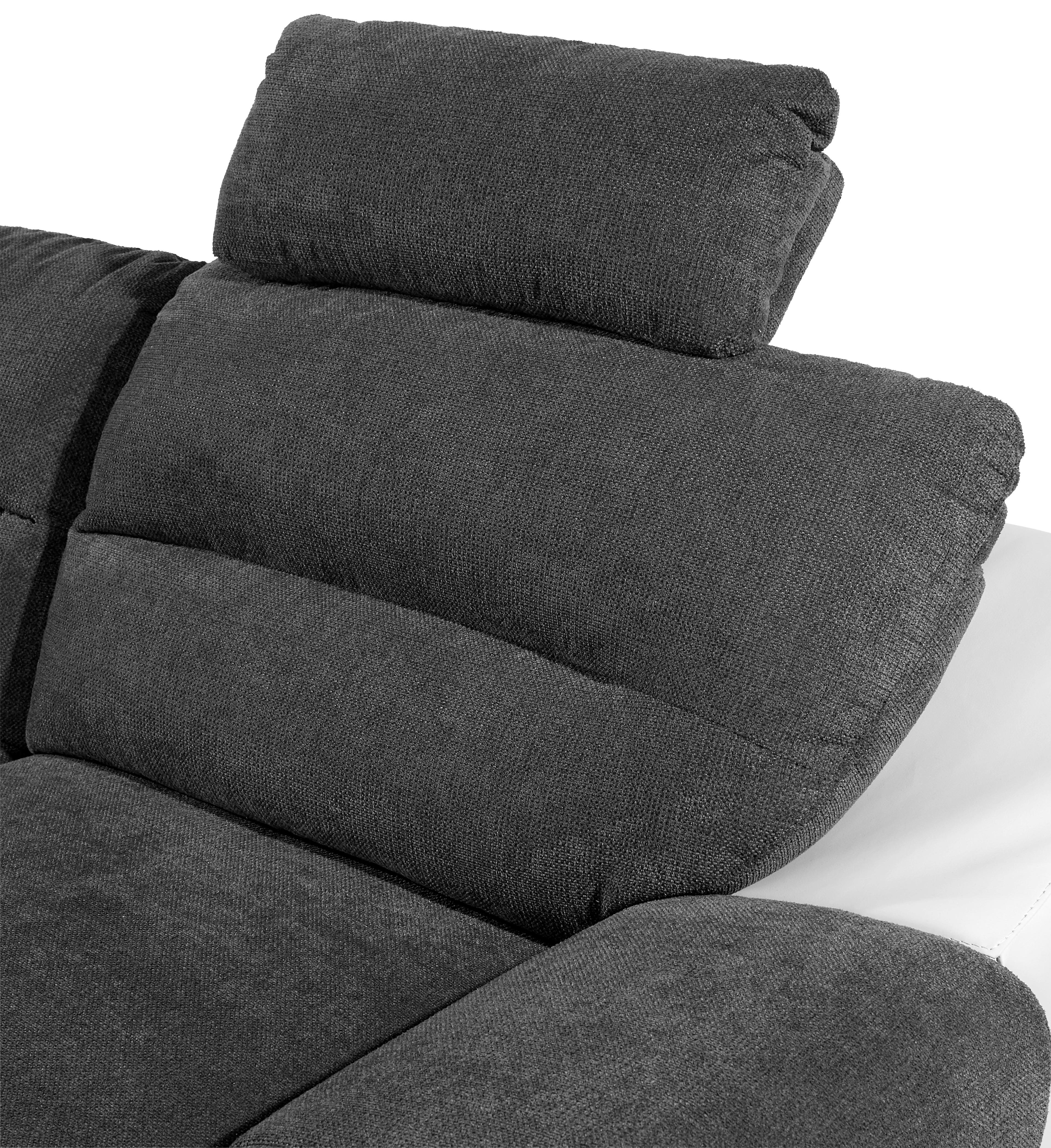 Sedežna Garnitura Seaside, Z Ležiščem, Predalom, Oblika U - barve kroma/siva, Konvencionalno, kovina/tekstil (218/334/165cm) - Premium Living