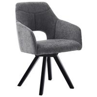 KRZESŁO Z PODŁOKIETNIKAMI EVITA - czarny/szary, Design, drewno/tkanina (57/84/57cm) - Voleo