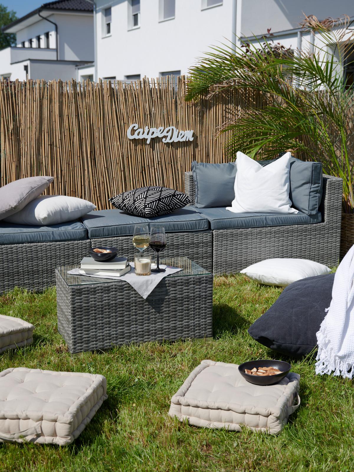 Loungegarnitur Parga in Grau - Grau, Modern, Glas/Kunststoff - Mömax