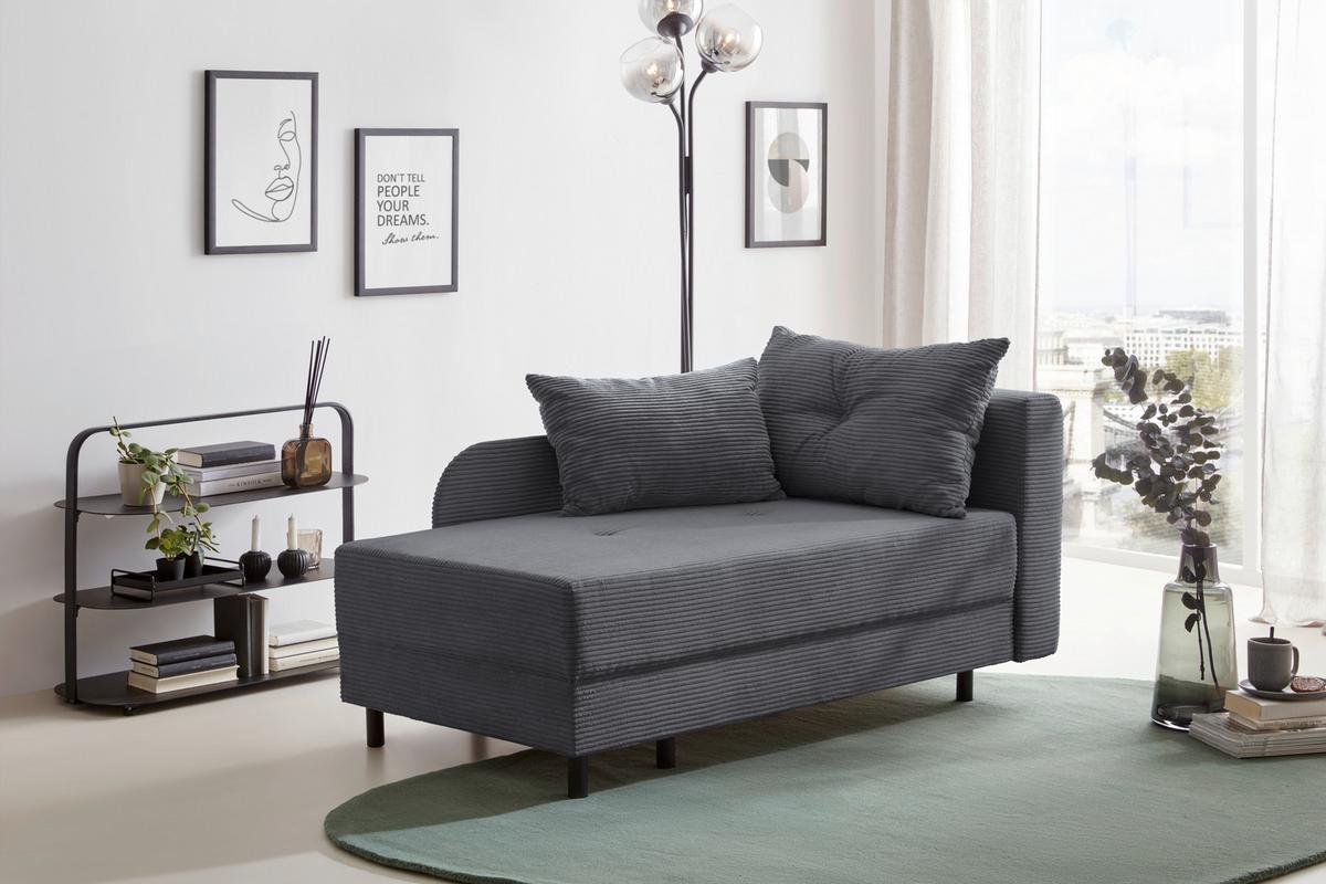 Liege Nova Dunkelgrau - Dunkelgrau/Schwarz, MODERN, Holz/Textil (145/62/85cm) - Mömax