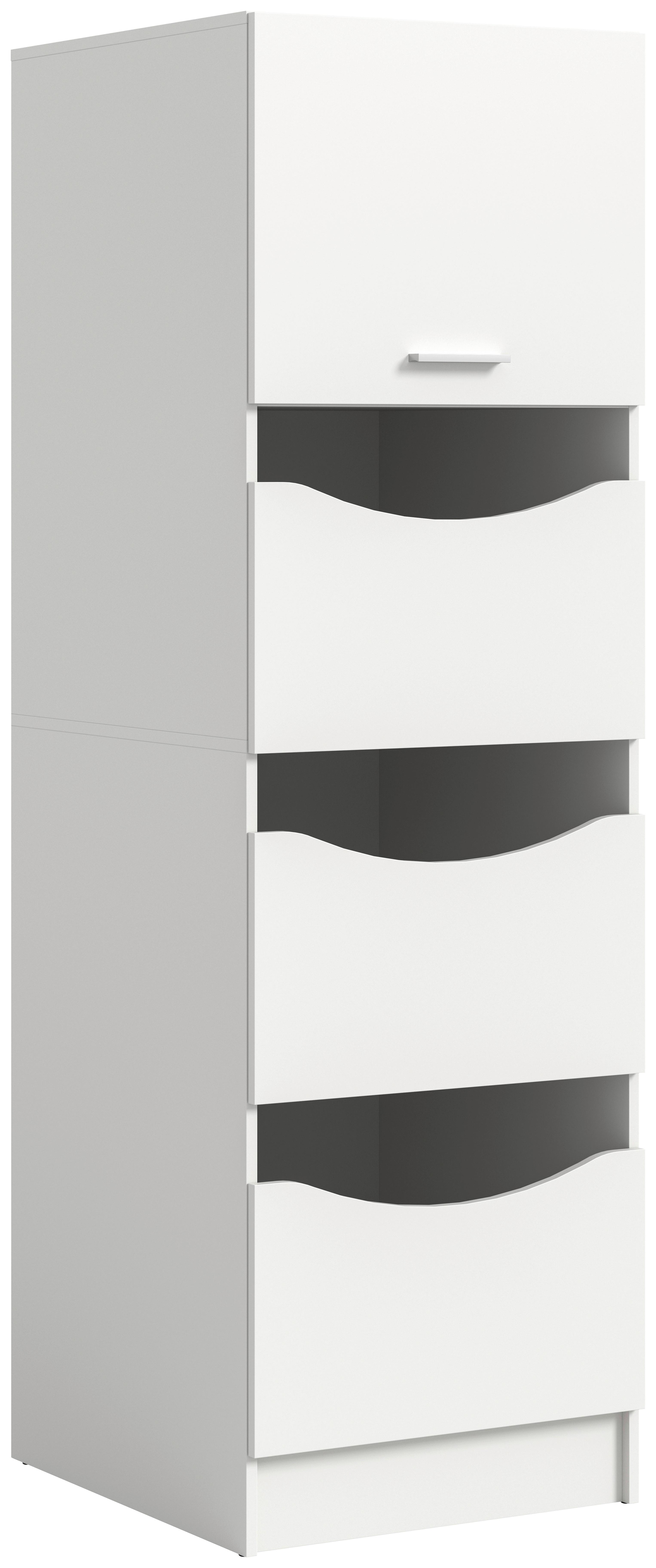 Hochschrank Free Weiß - Silberfarben/Weiß, Basics, Holzwerkstoff/Kunststoff (50/195/62cm) - MID.YOU