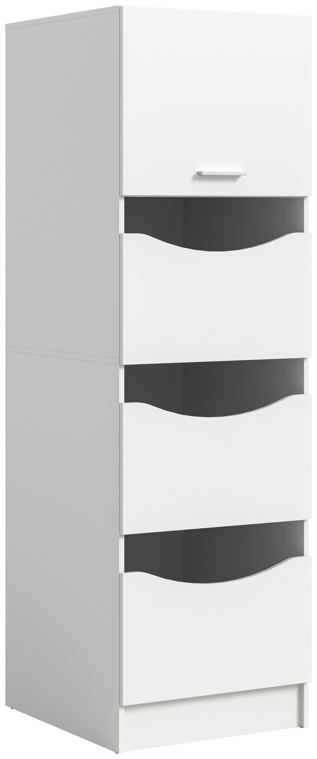 Hochschrank Free Weiß - Silberfarben/Weiß, Basics, Holzwerkstoff/Kunststoff (50/195/62cm) - MID.YOU