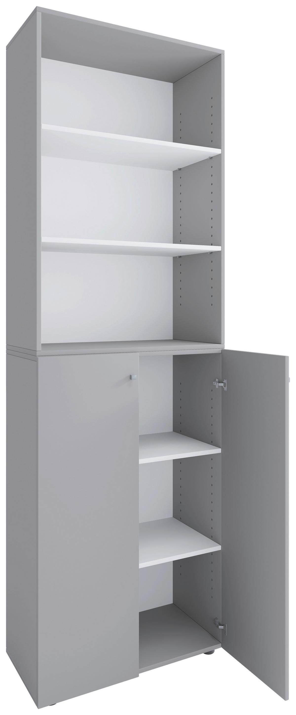 SCHUHSCHRANK LONA 2XL DT R - Silberfarben/Schwarz, Design, Holzwerkstoff/Kunststoff (70/220/40cm) - MID.YOU