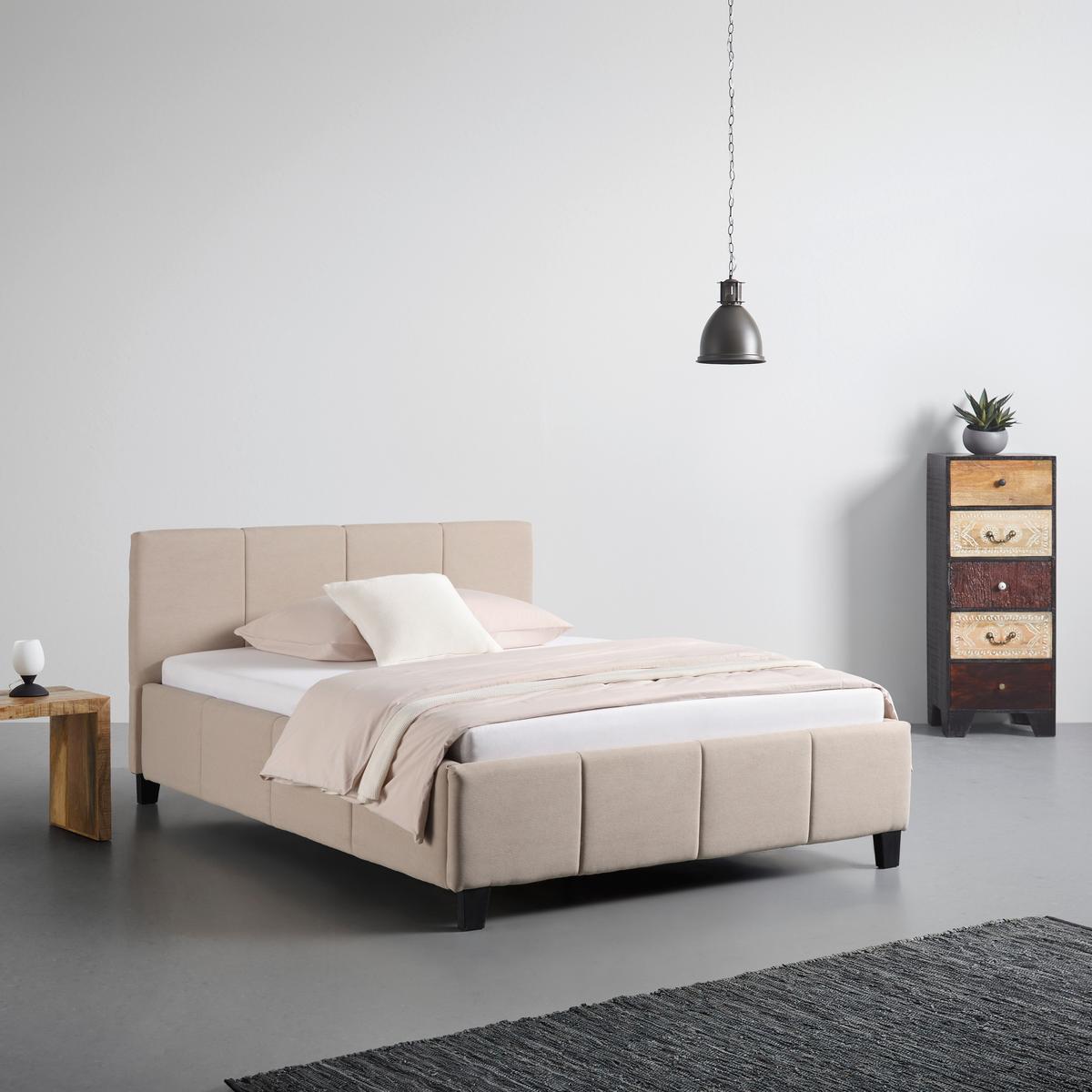 Polsterbett Crazy Beige ca. 140x200cm - Beige/Schwarz, MODERN, Holz/Kunststoff (140/200cm) - Based